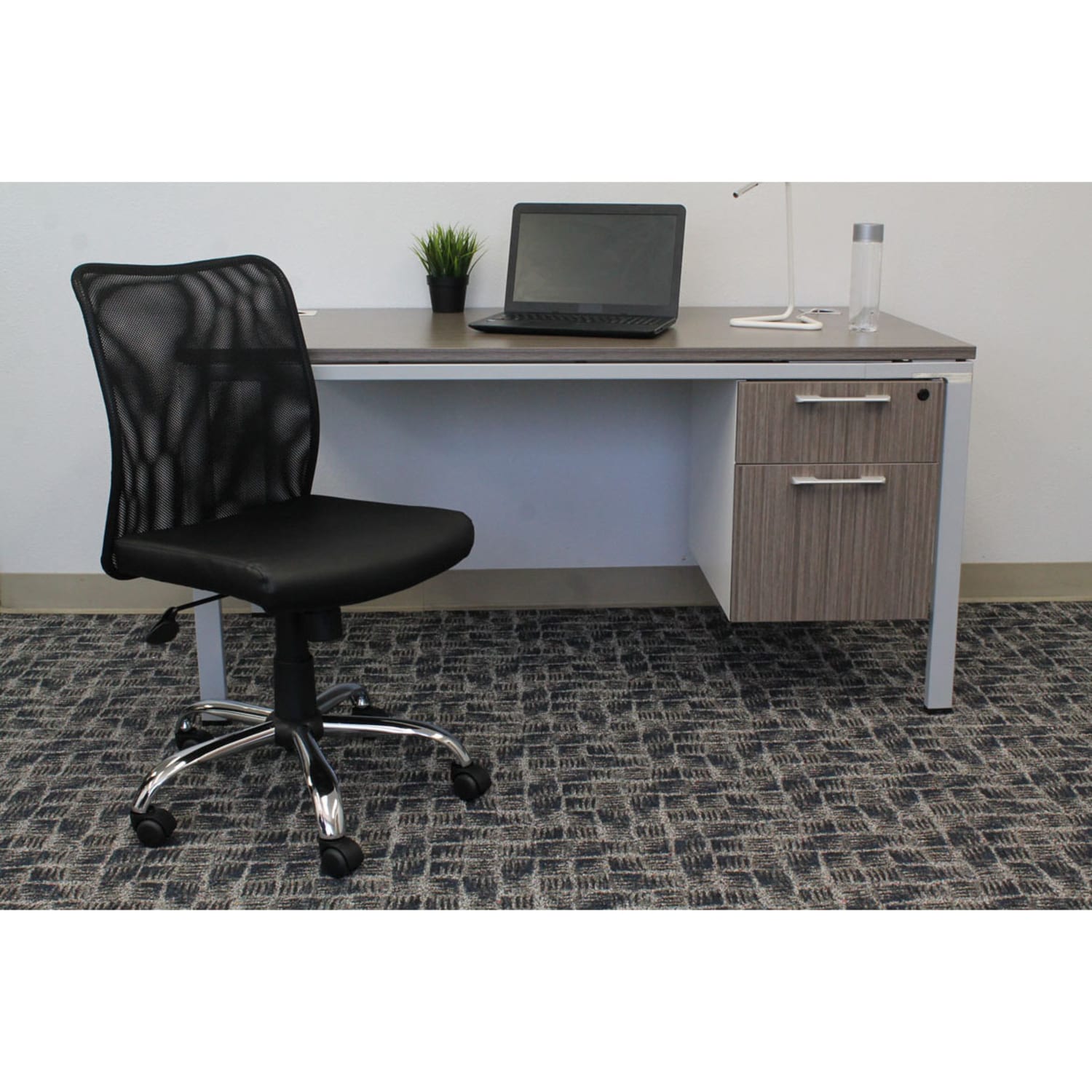 Boss Office Products Budget Fabric Mesh Back Task Chair BlackSilver PopularChairscom