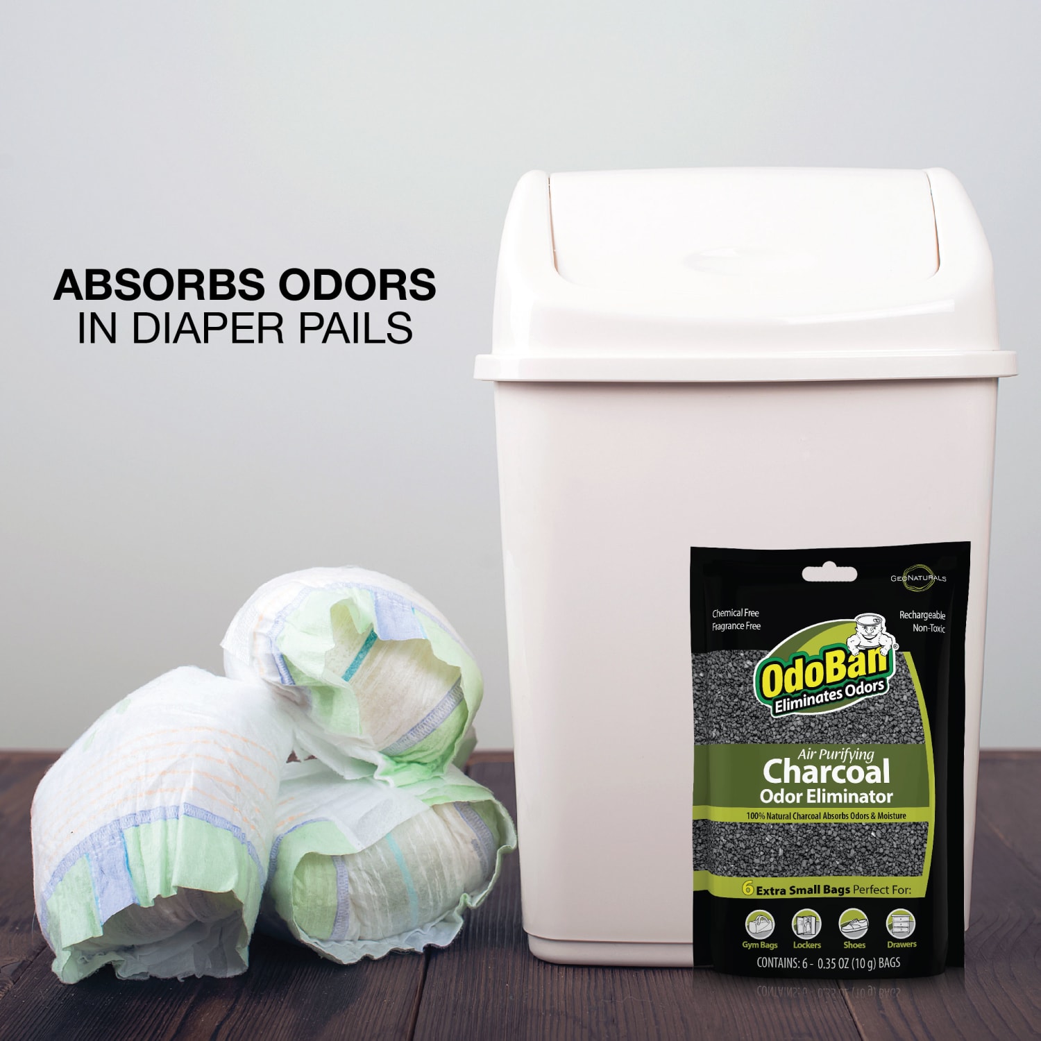 OdoBan Air Purifying Charcoal Natural Odor Eliminator, Fragrance-Free, 0.35 Oz, Pack of 6 Bags - Image 6