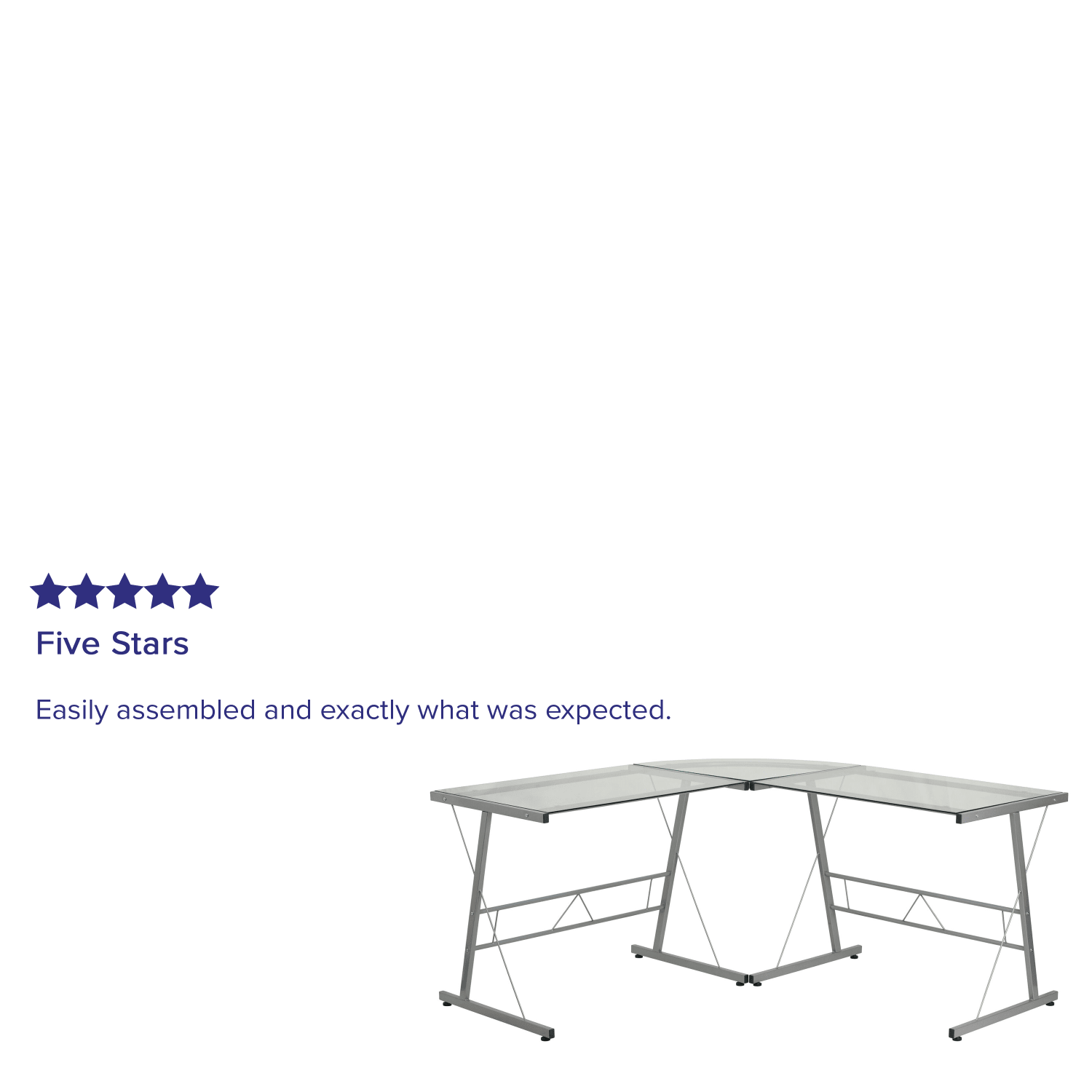 Flash Furniture 84inW Glass L-Shaped Corner Computer Desk With Metal Frame, Silver/Clear - Image 5