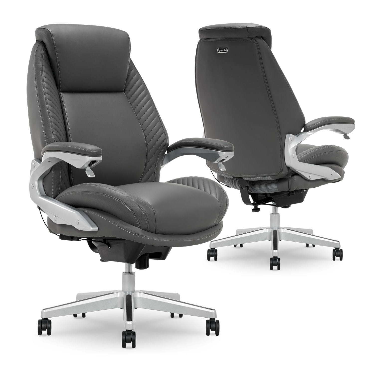 Serta iComfort i6000 Ergonomic Bonded Leather High Back Executive Chair GraySilver PopularChairscom