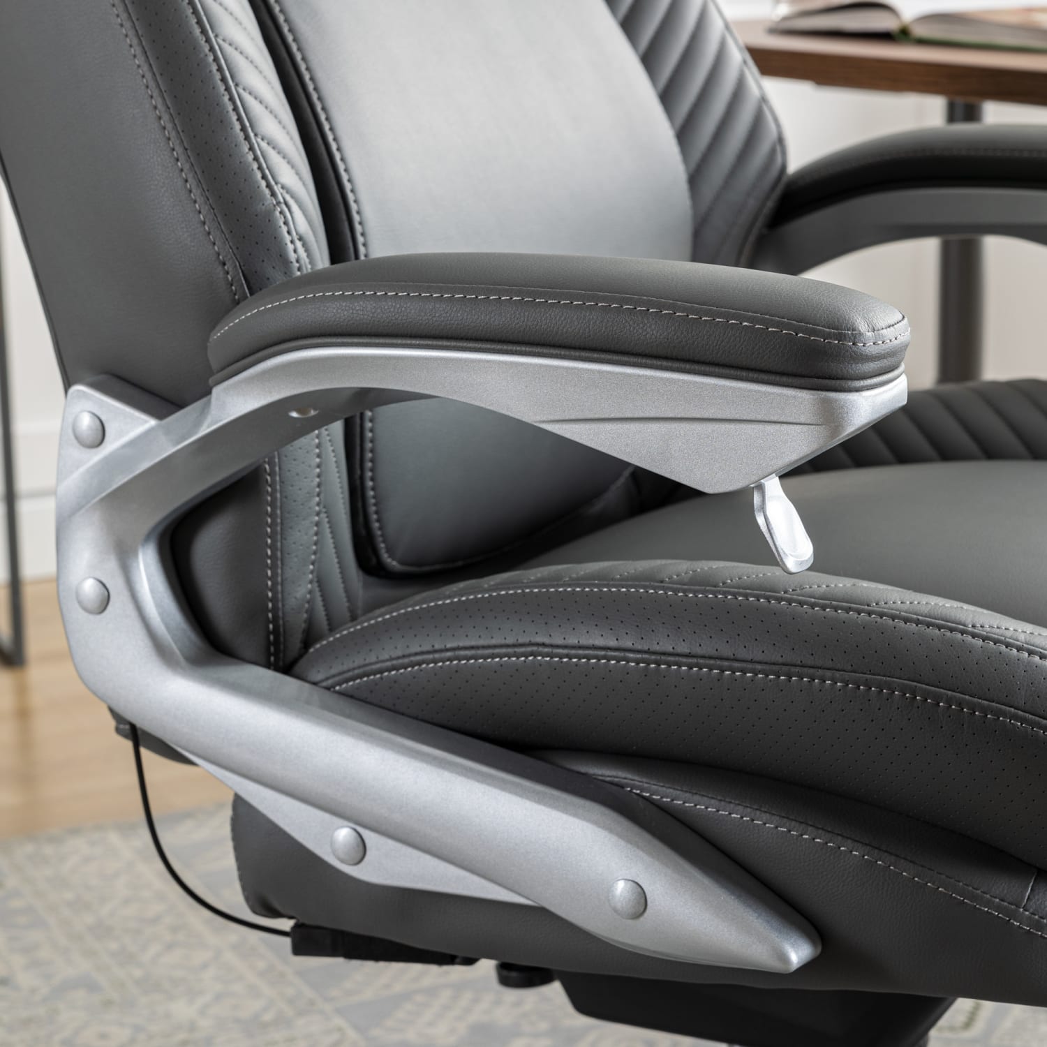 Serta iComfort i6000 Ergonomic Bonded Leather High Back Executive Chair GraySilver PopularChairscom