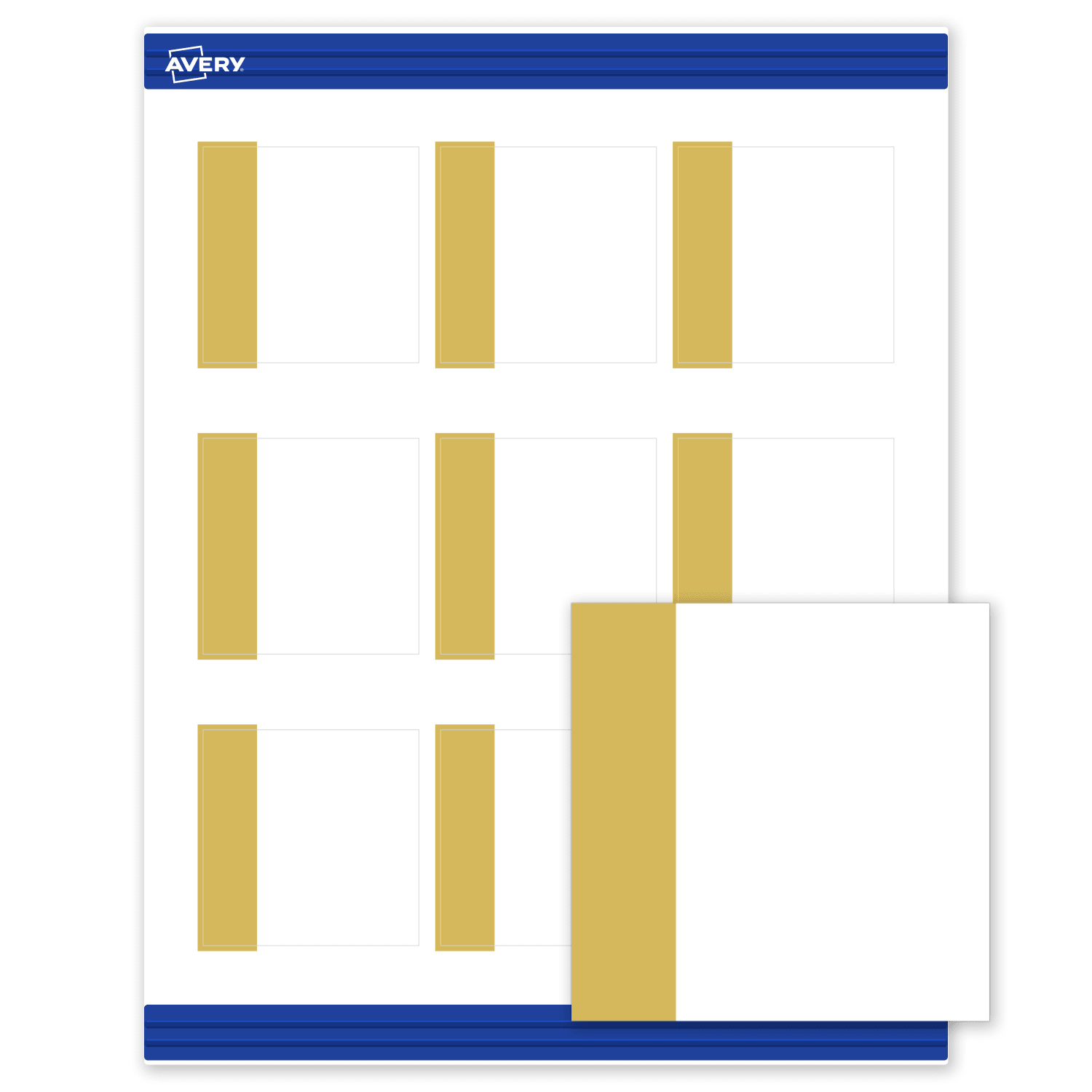 Avery Printable Cards With Sure Feed Technology, 2-1/2in x 2-1/2in, Matte White With Preprinted Gold-Dipped Edge, Pack Of 90 - Image 3