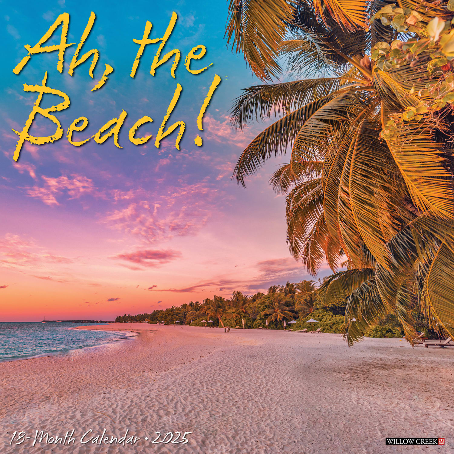 2025 Willow Creek Press Scenic Monthly Wall Calendar, 12in x 12in, Ah the Beach, January To December, 41246