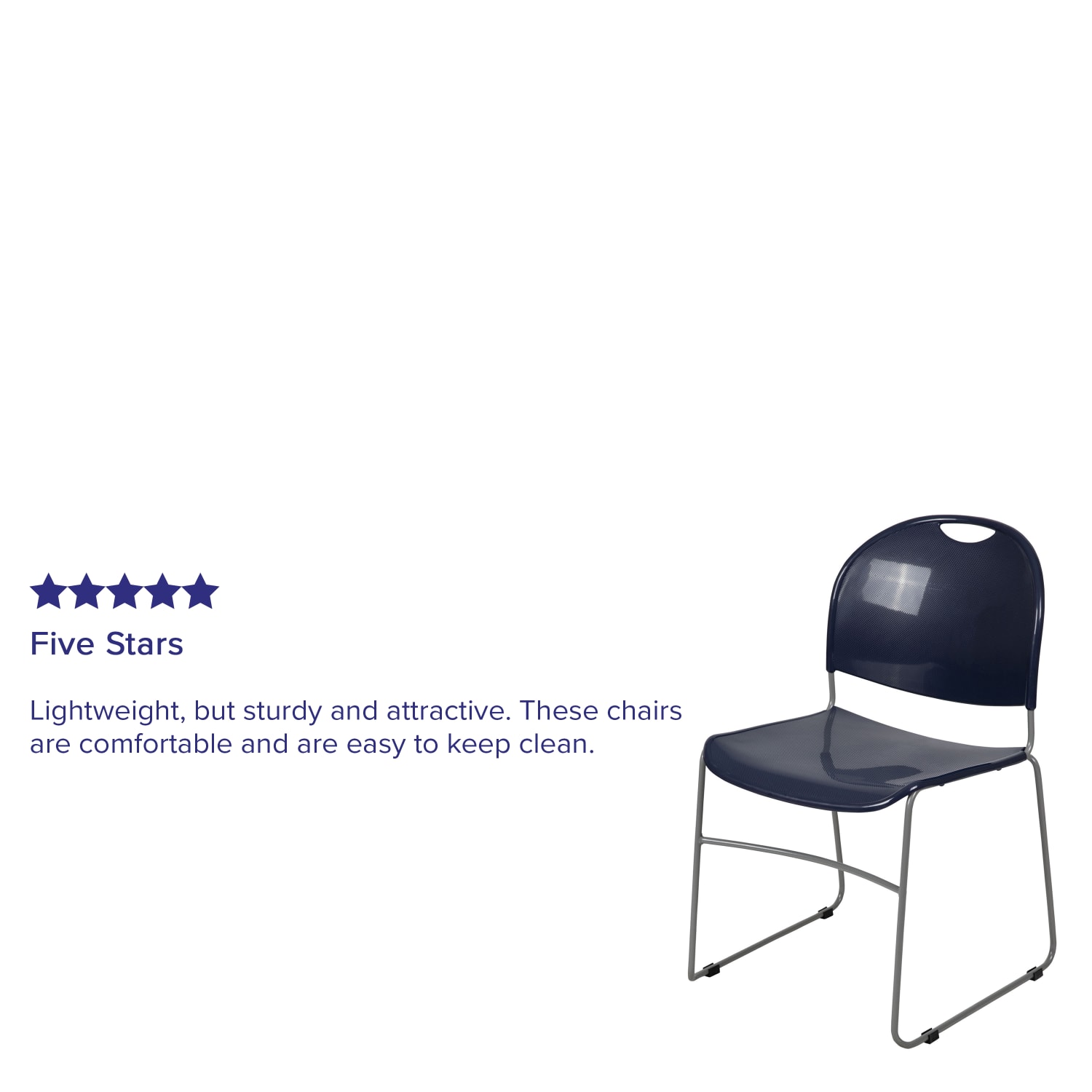 Flash Furniture HERCULES Plastic Ultra-Compact Stack Chair, Navy/Silver - Image 5