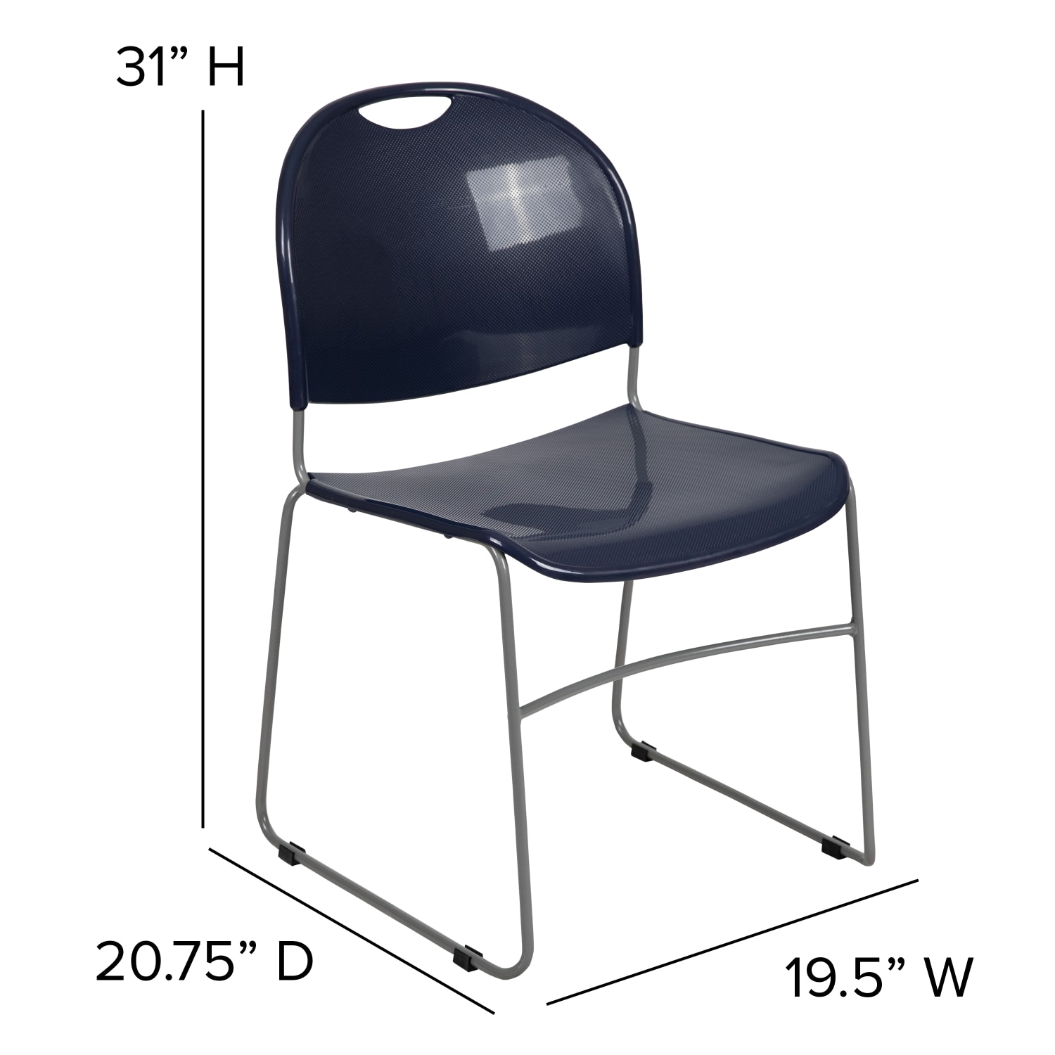 Flash Furniture HERCULES Plastic Ultra-Compact Stack Chair, Navy/Silver - Image 7