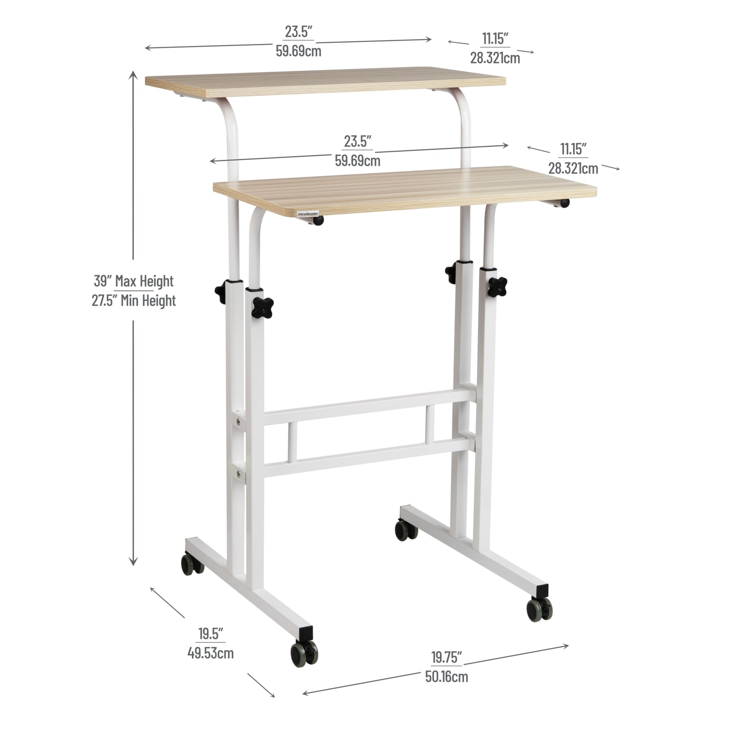 Mind Reader 19.5inW Standing Desk Adjustable Height Laptop Workstation, White - Image 4