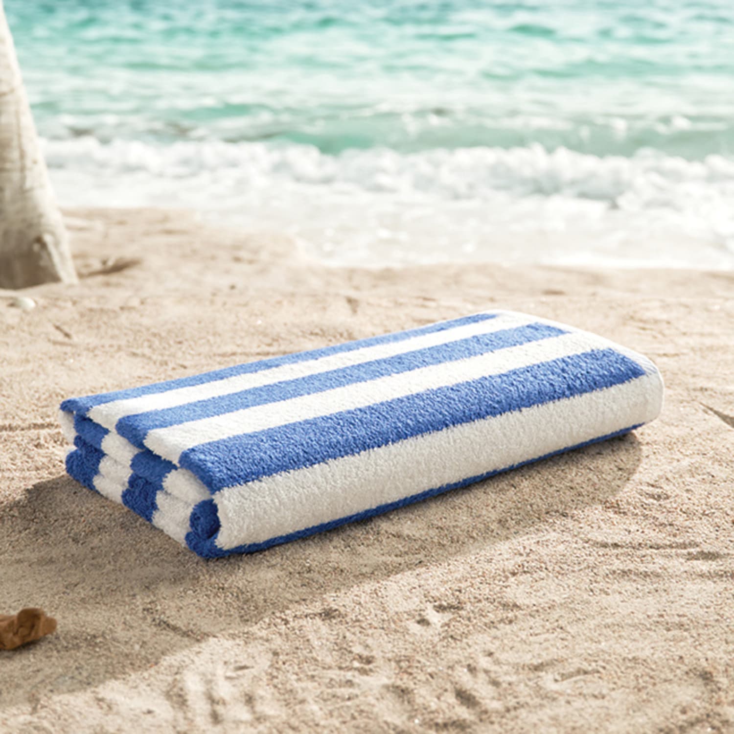 Splash Cabana Stripe Pool Towels, 35in x 70in, Blue/White, Pack Of 20 Towels - Image 3