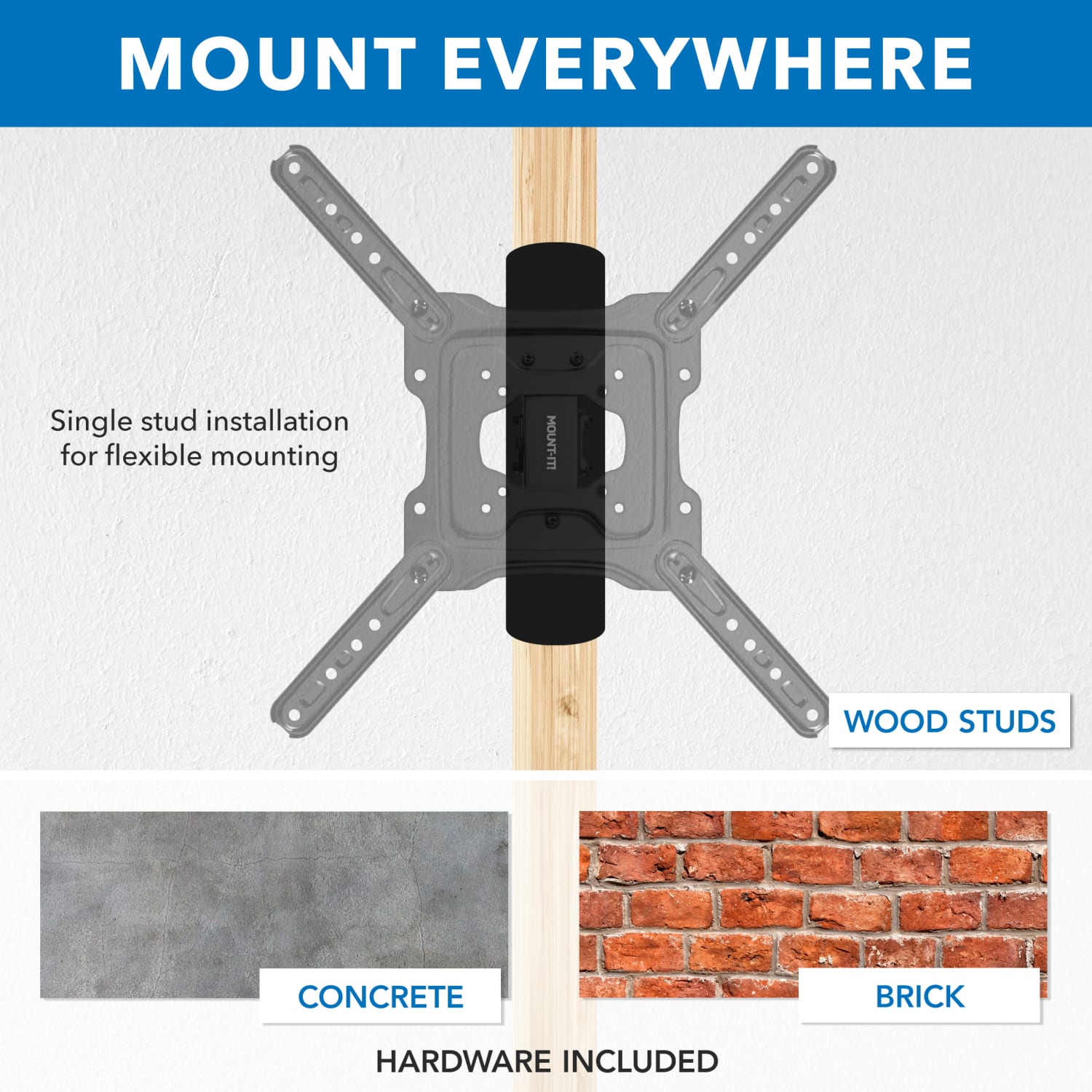 Mount-It! Full Motion TV Wall Mount For Screen Sizes 32in To 55in, 2-1/2inH x 10-3/4inW x 14-5/16inD, Black - Image 6