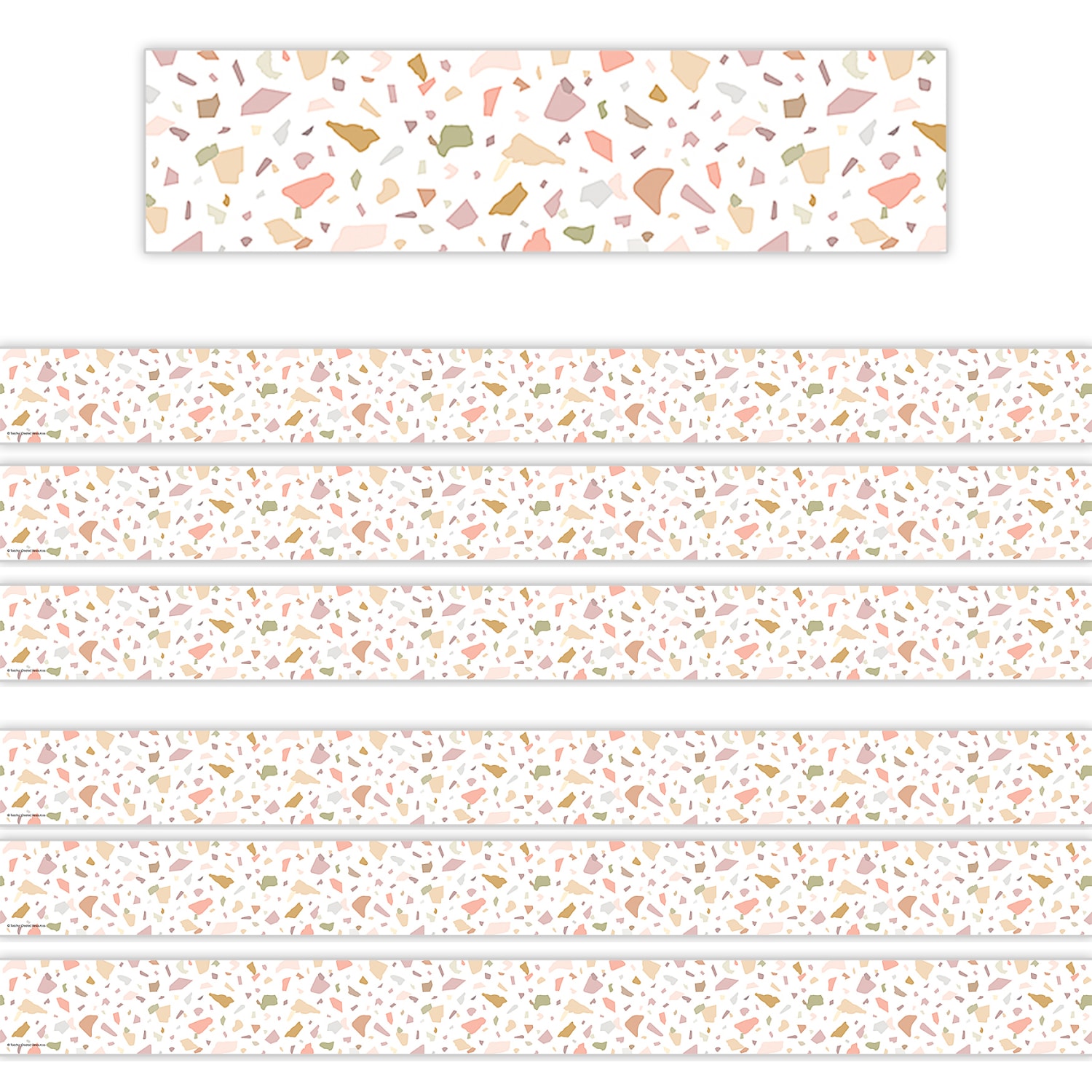 Teacher Created Resources Straight Border Trim, Terrazzo Tones, 35ft Per Pack, Set Of 6 Packs