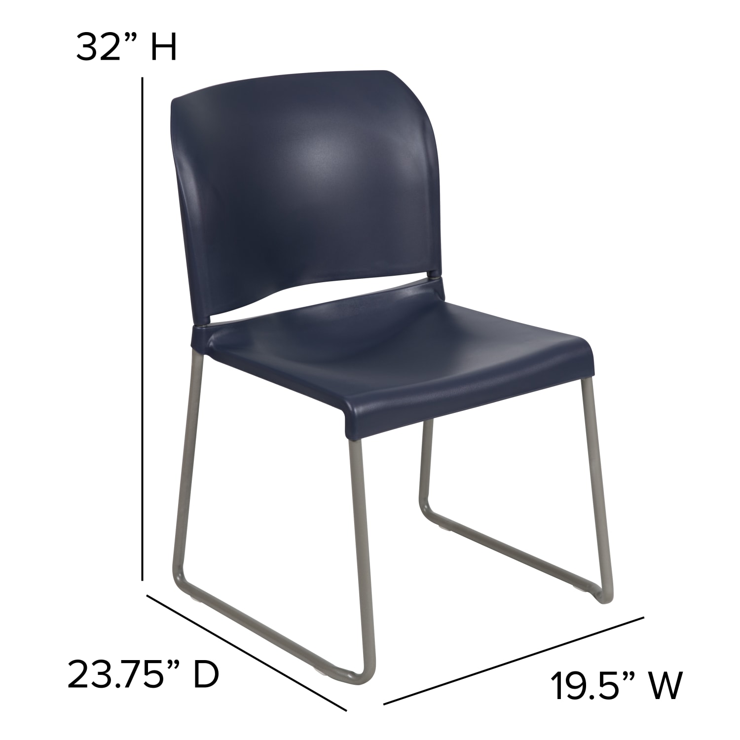 Flash Furniture HERCULES Series Full-Back Contoured Stacking Chair With Sled Base, Navy - Image 7