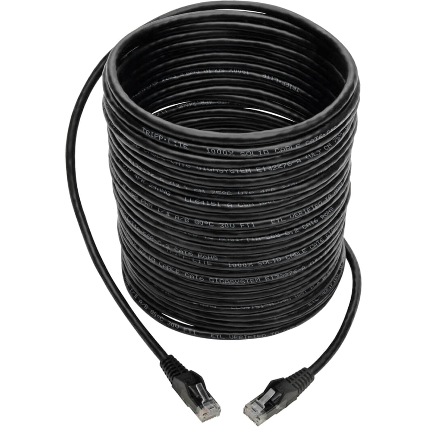 Tripp Lite Cat6 GbE Gigabit Ethernet Snagless Molded Patch Cable UTP Black RJ45 M/M 35ft 35ft - Category 6 - 128 MB/s - 35.10 ft - Black - Image 3