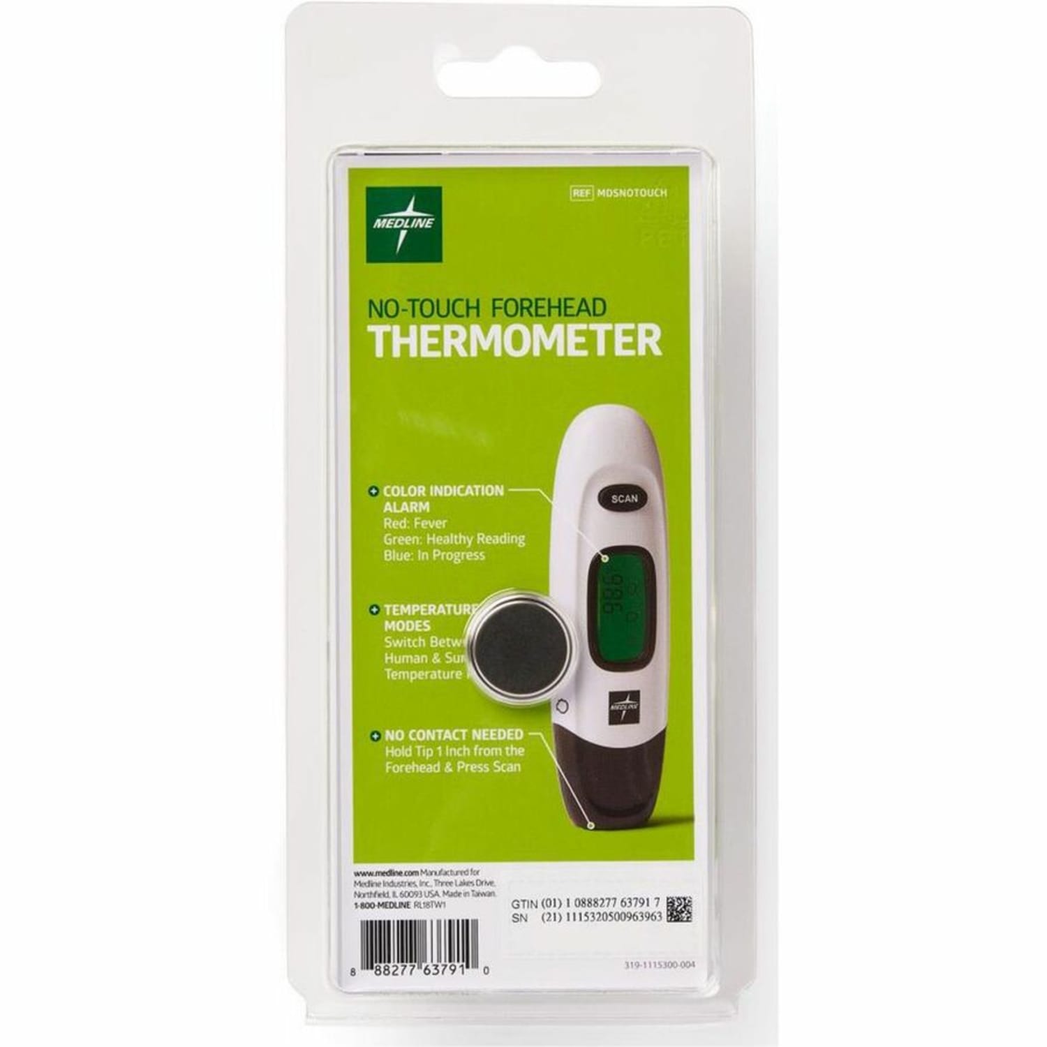 Medline No Touch Forehead Thermometer - Reusable, Dual Dial, Infrared - For Home, Forehead, Clinical - White - Image 4
