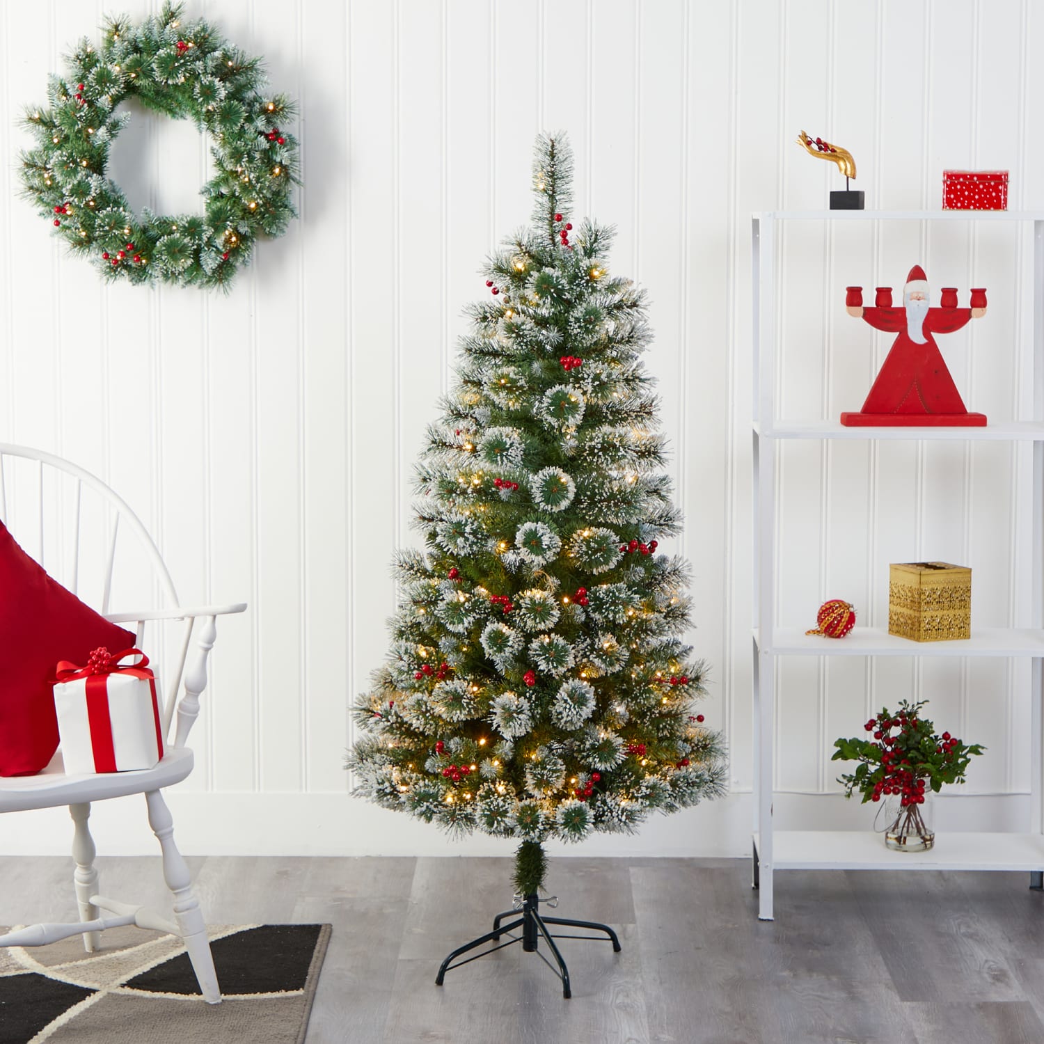 Nearly Natural Frosted Swiss Pine Artificial Christmas Tree, 5ft - Image 6