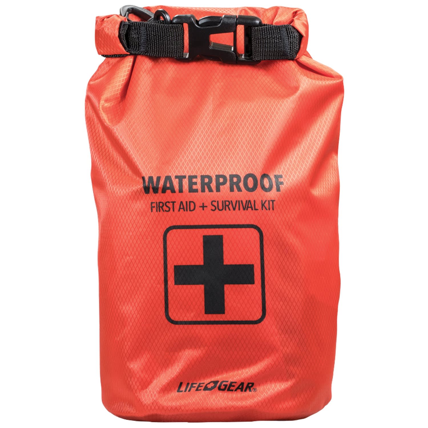 Life+Gear Piece Dry Bag First Aid & Survival Kit, 11-1/2inH x 9inW x 5-1/2inD. Red, Set Of 130 Pieces