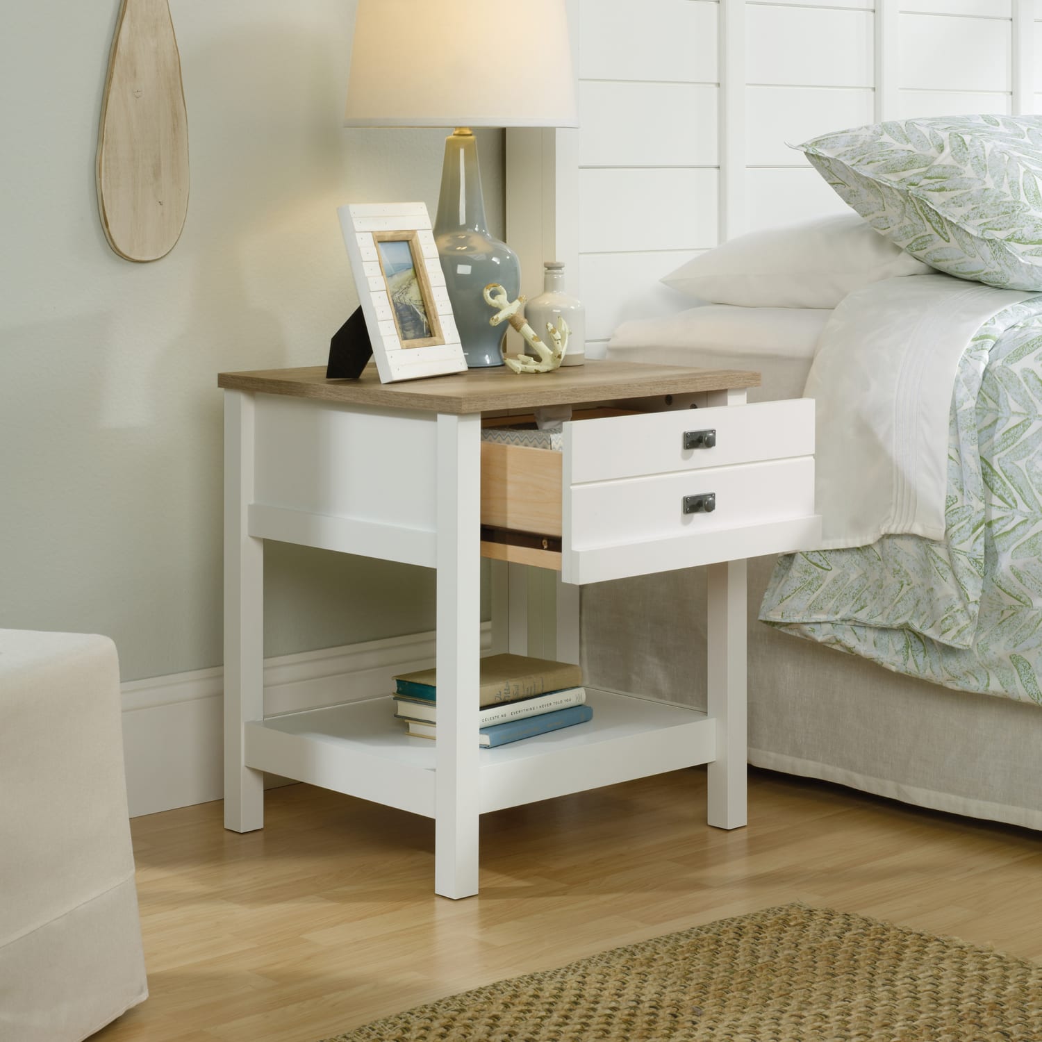 Sauder Cottage Road Side Table, Rectangular, Lintel Oak/Soft White - Image 5