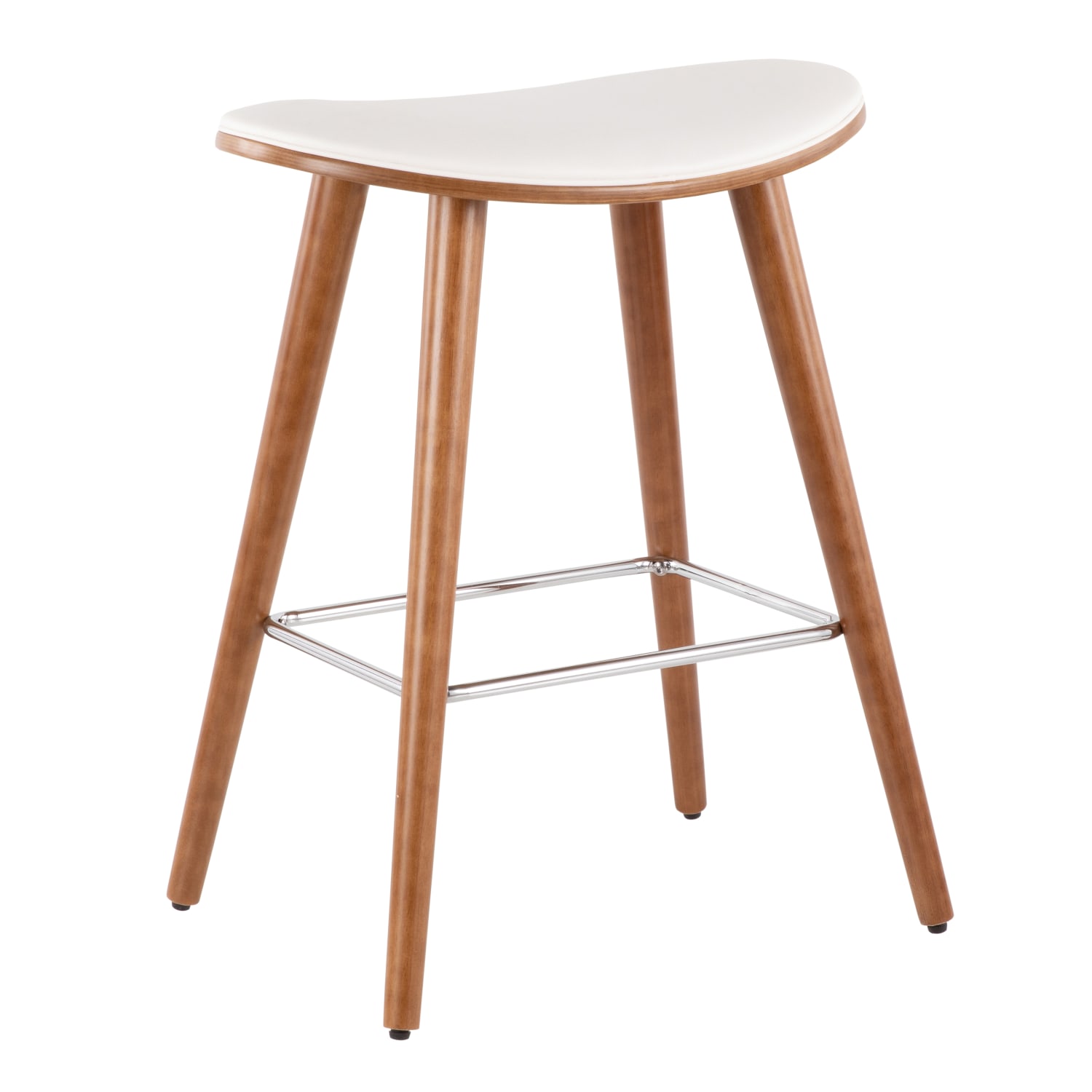 LumiSource Saddle Counter Stools, Walnut/White, Set Of 2 Stools - Image 3