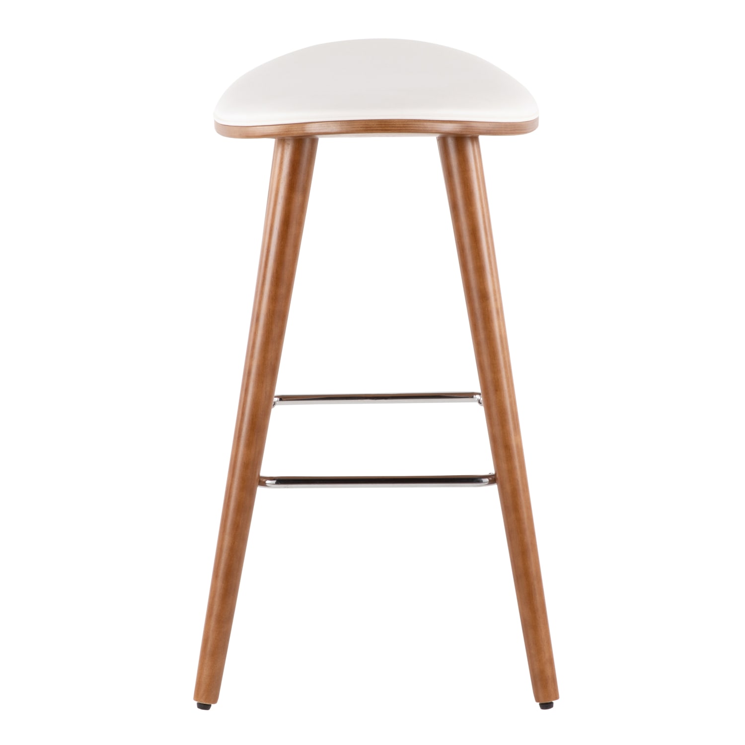 LumiSource Saddle Counter Stools, Walnut/White, Set Of 2 Stools - Image 4