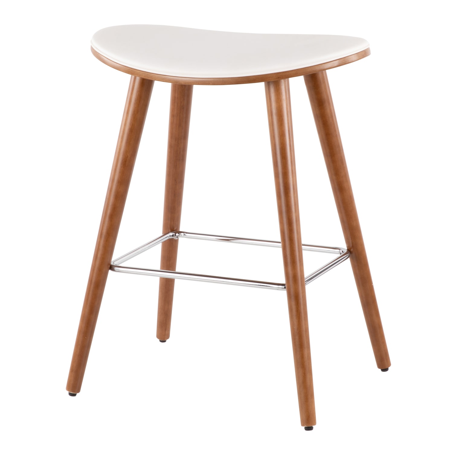 LumiSource Saddle Counter Stools, Walnut/White, Set Of 2 Stools - Image 5