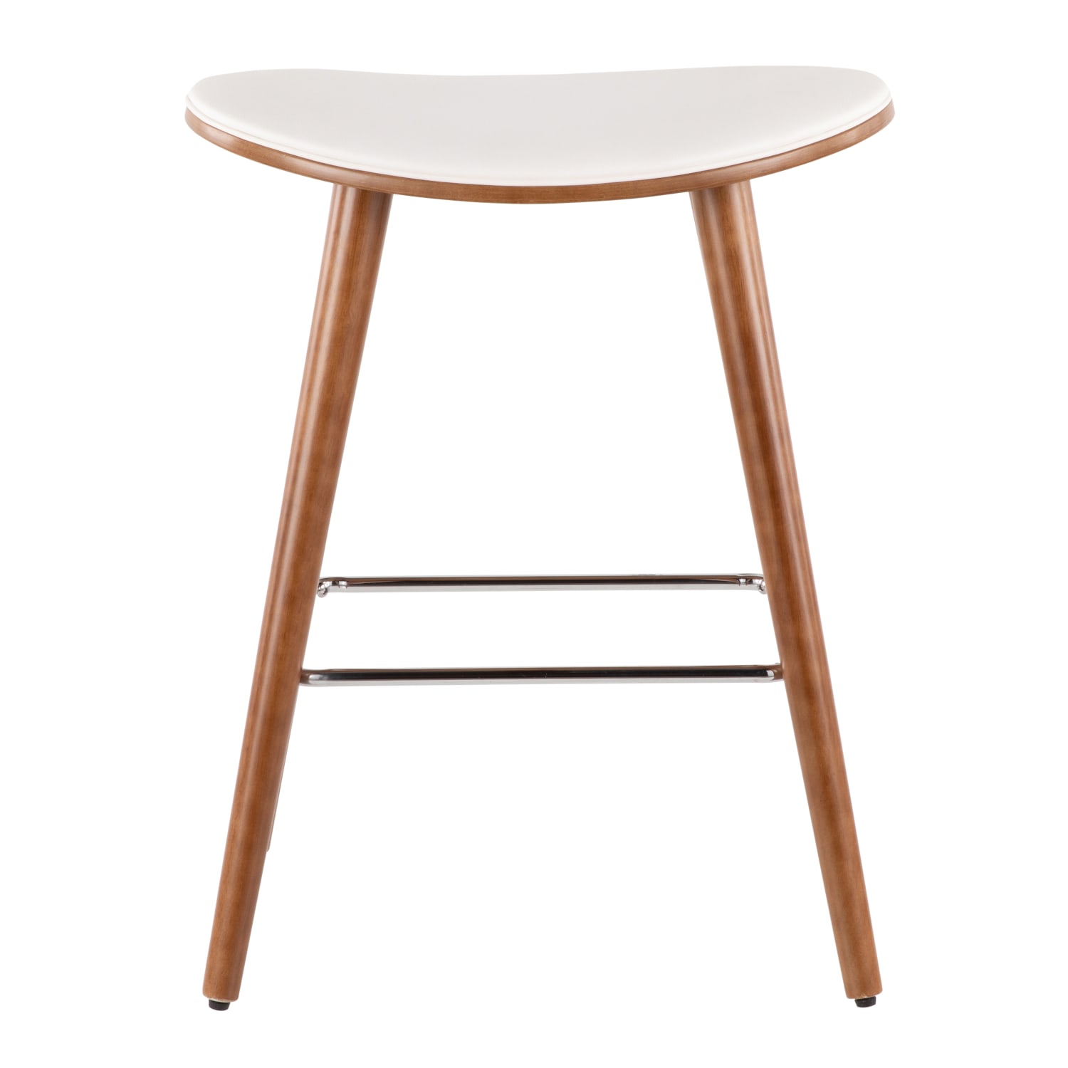 LumiSource Saddle Counter Stools, Walnut/White, Set Of 2 Stools - Image 7