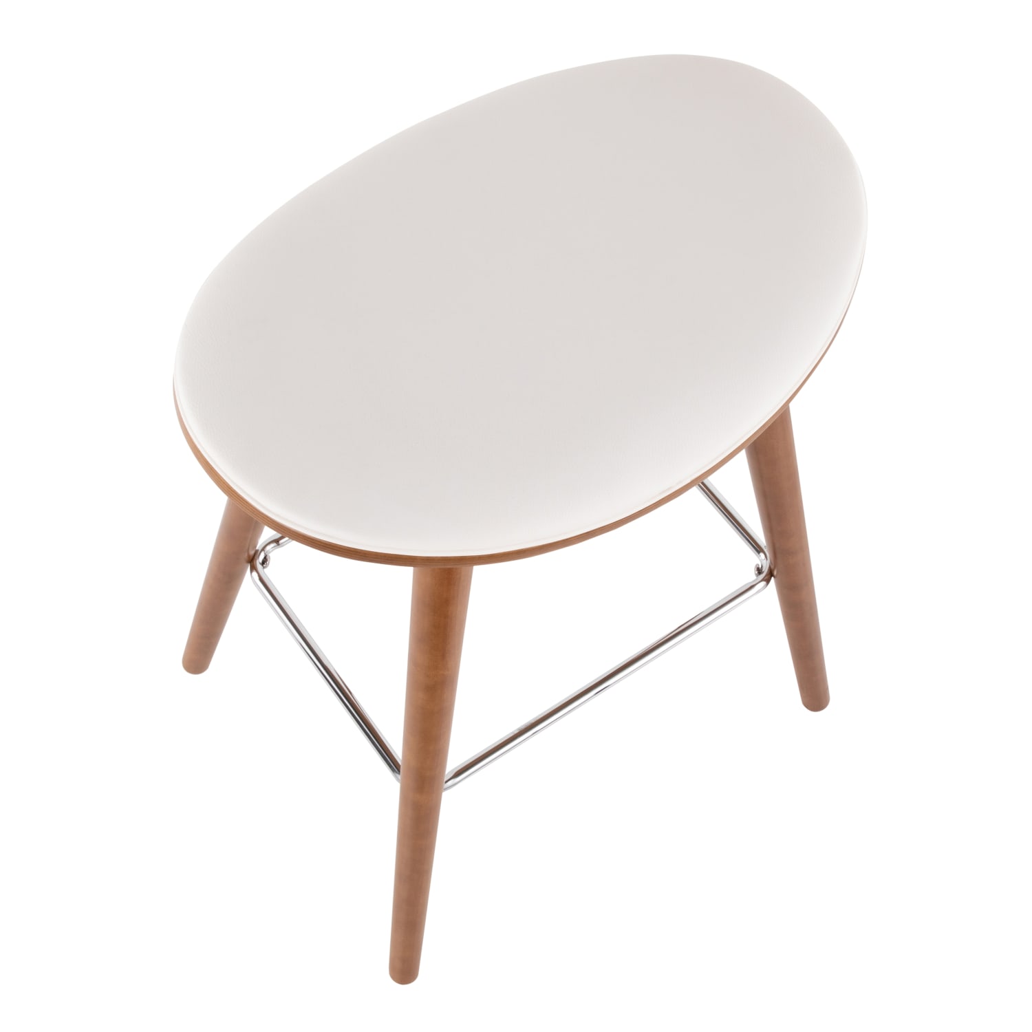LumiSource Saddle Counter Stools, Walnut/White, Set Of 2 Stools - Image 8