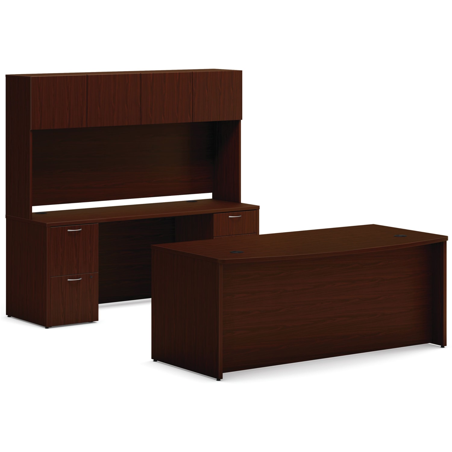 HON Mod 72inW Computer Desk Office Suite With Hutch, Traditional Mahogany - Image 3