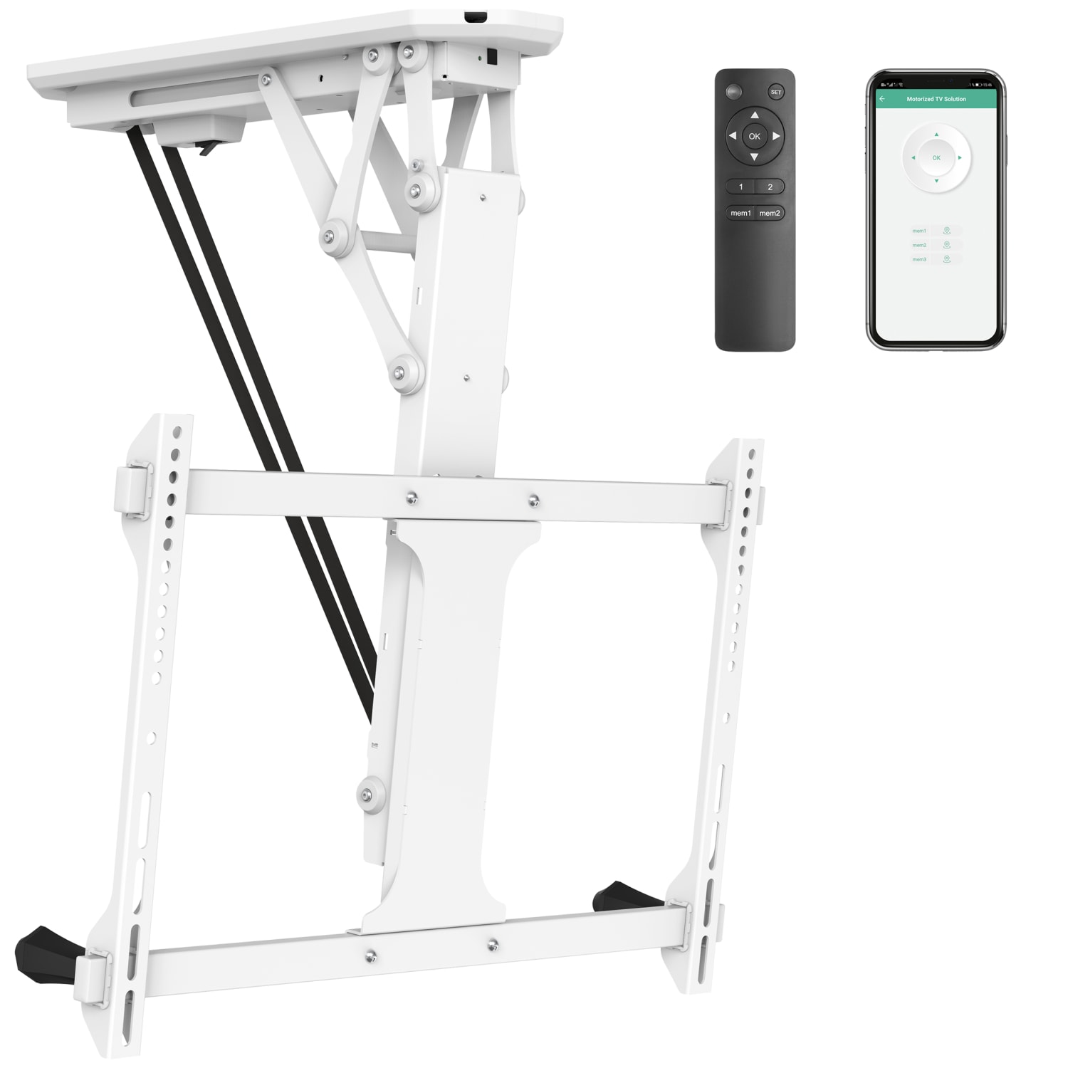 Mount-It! Motorized Ceiling 70in TV Mount With Remote, White - Image 3