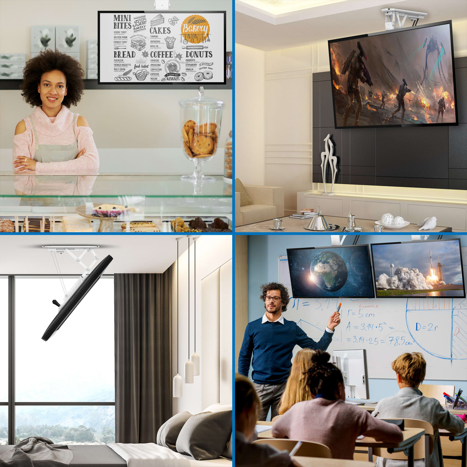 Mount-It! Motorized Ceiling 70in TV Mount With Remote, White - Image 4
