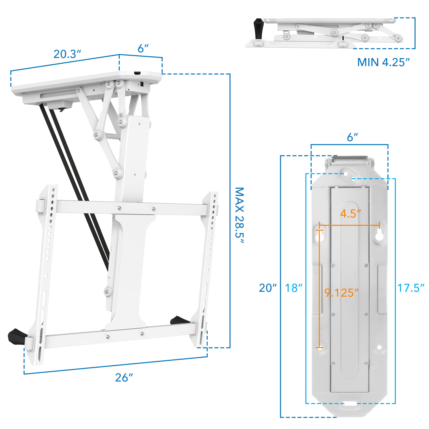 Mount-It! Motorized Ceiling 70in TV Mount With Remote, White - Image 5