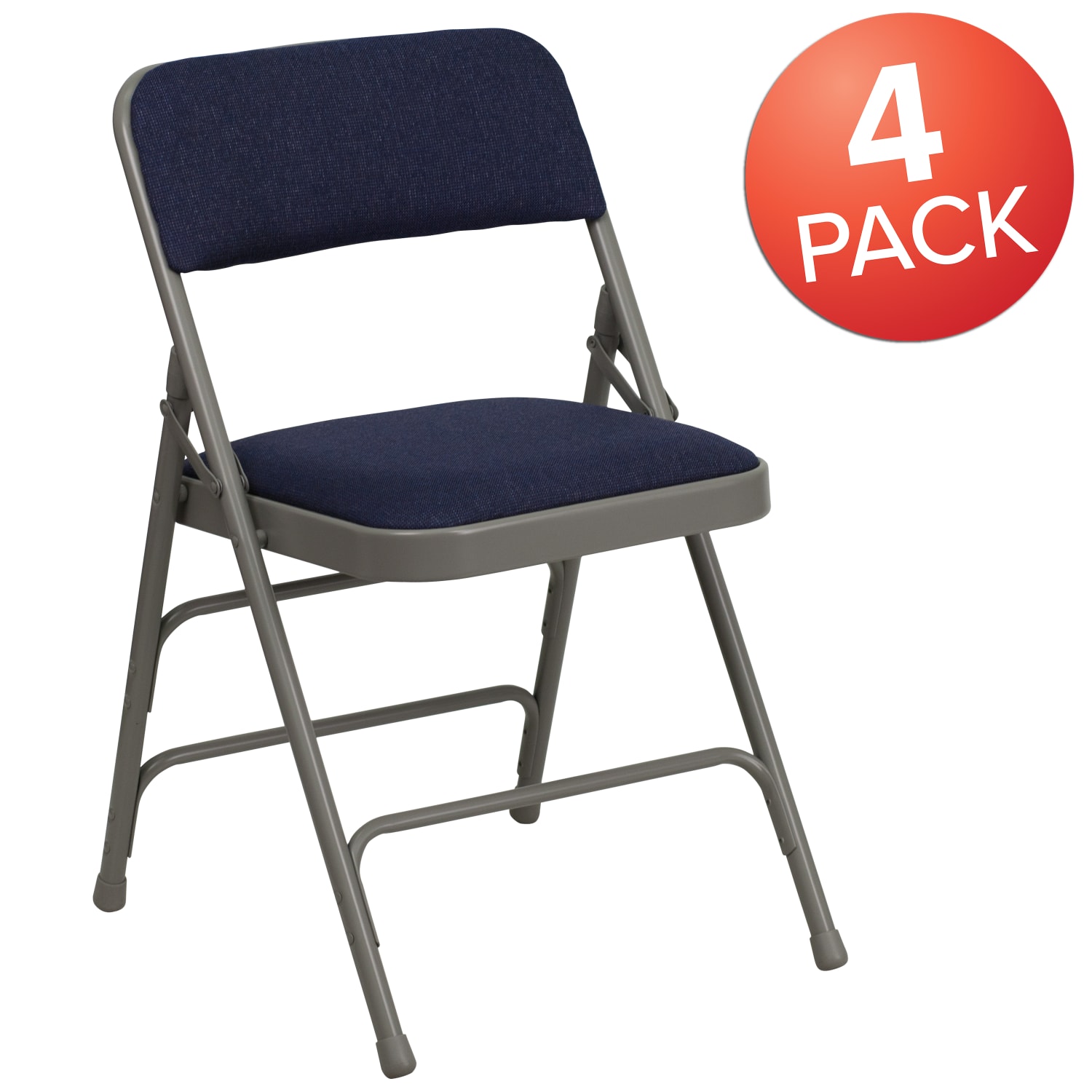 Flash Furniture Hercules Curved Upholstered Folding Chairs, Set Of 4 Folding Chairs, Navy/Gray - Image 3