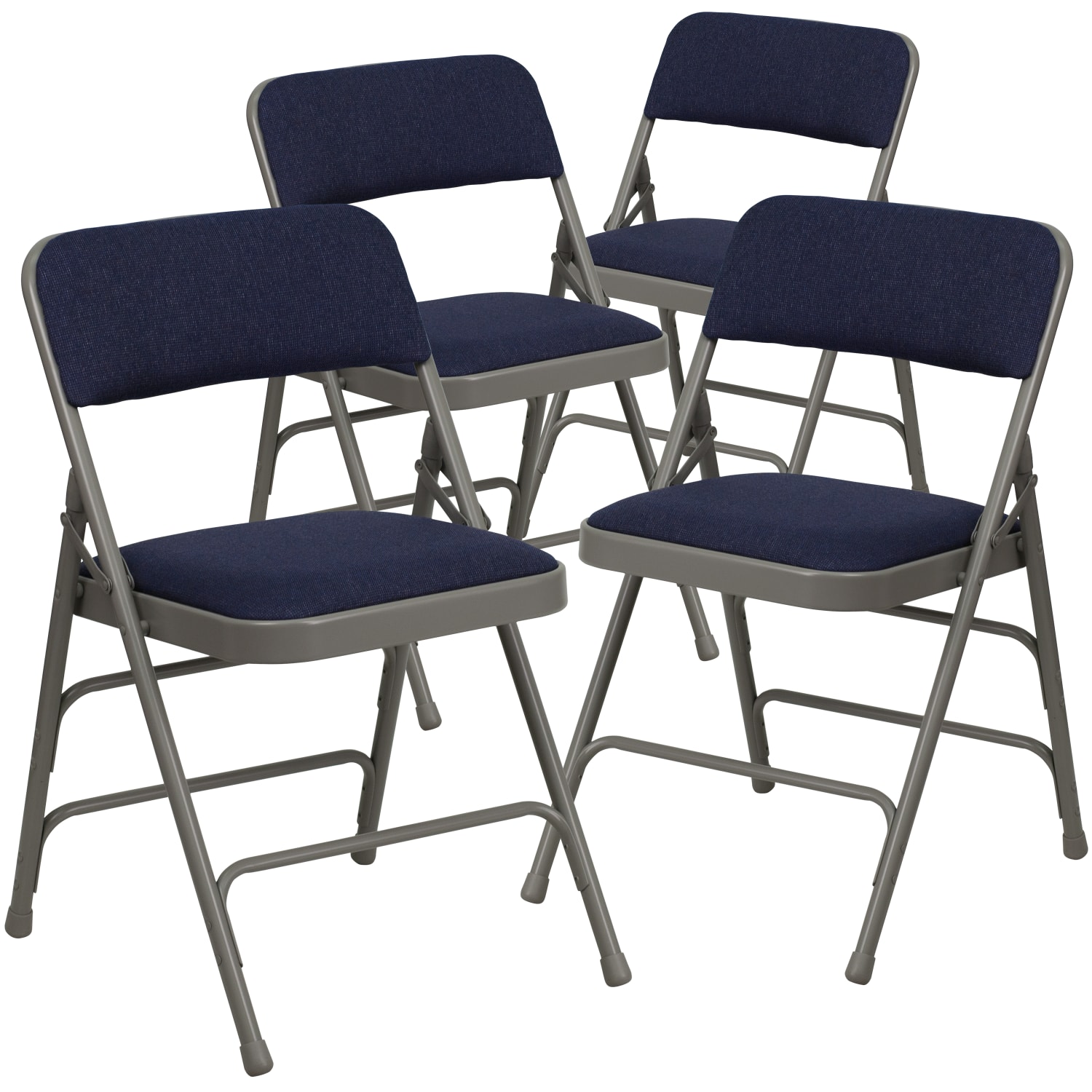Flash Furniture Hercules Curved Upholstered Folding Chairs, Set Of 4 Folding Chairs, Navy/Gray - Image 4