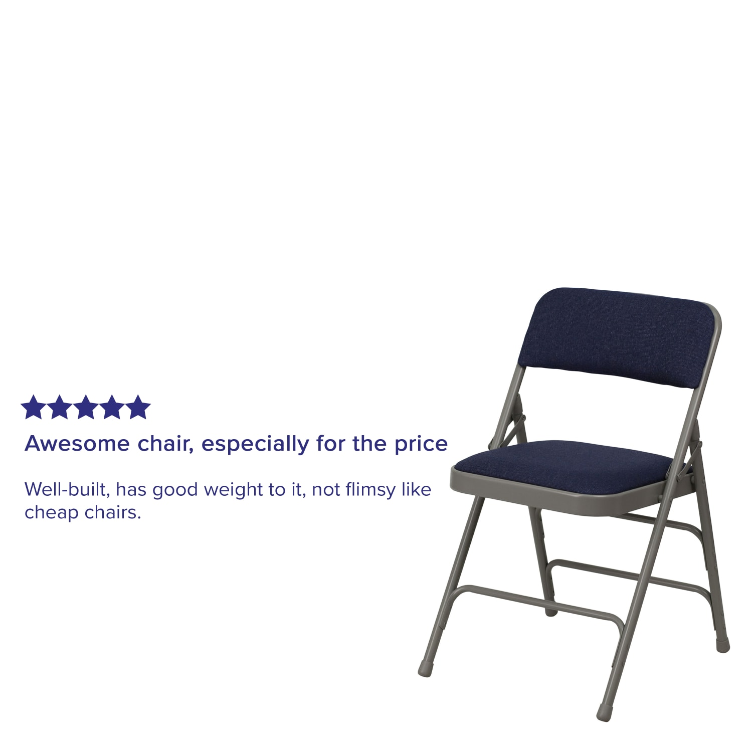 Flash Furniture Hercules Curved Upholstered Folding Chairs, Set Of 4 Folding Chairs, Navy/Gray - Image 6
