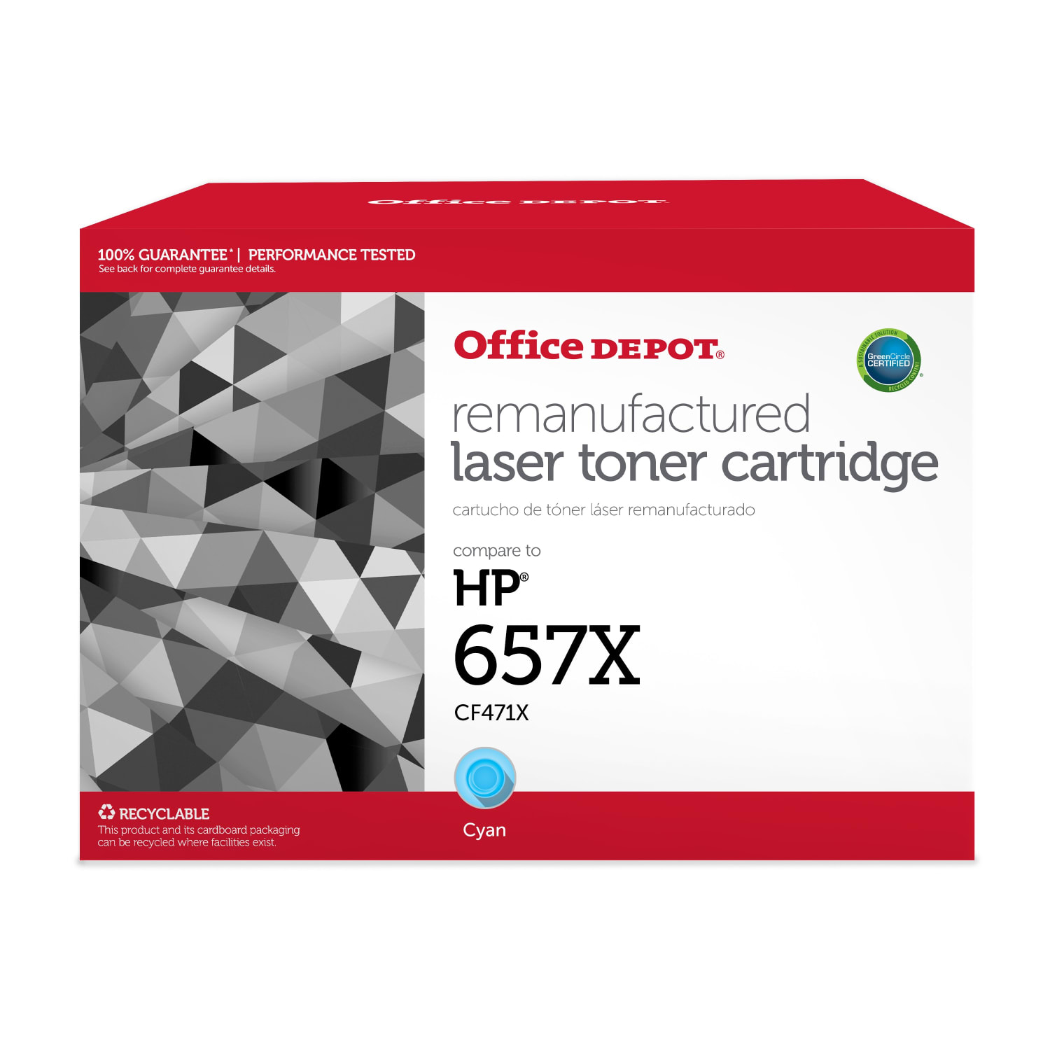 Office Depot Remanufactured Cyan High Yield Toner Cartridge Replacement For HP 657X, OD657XC