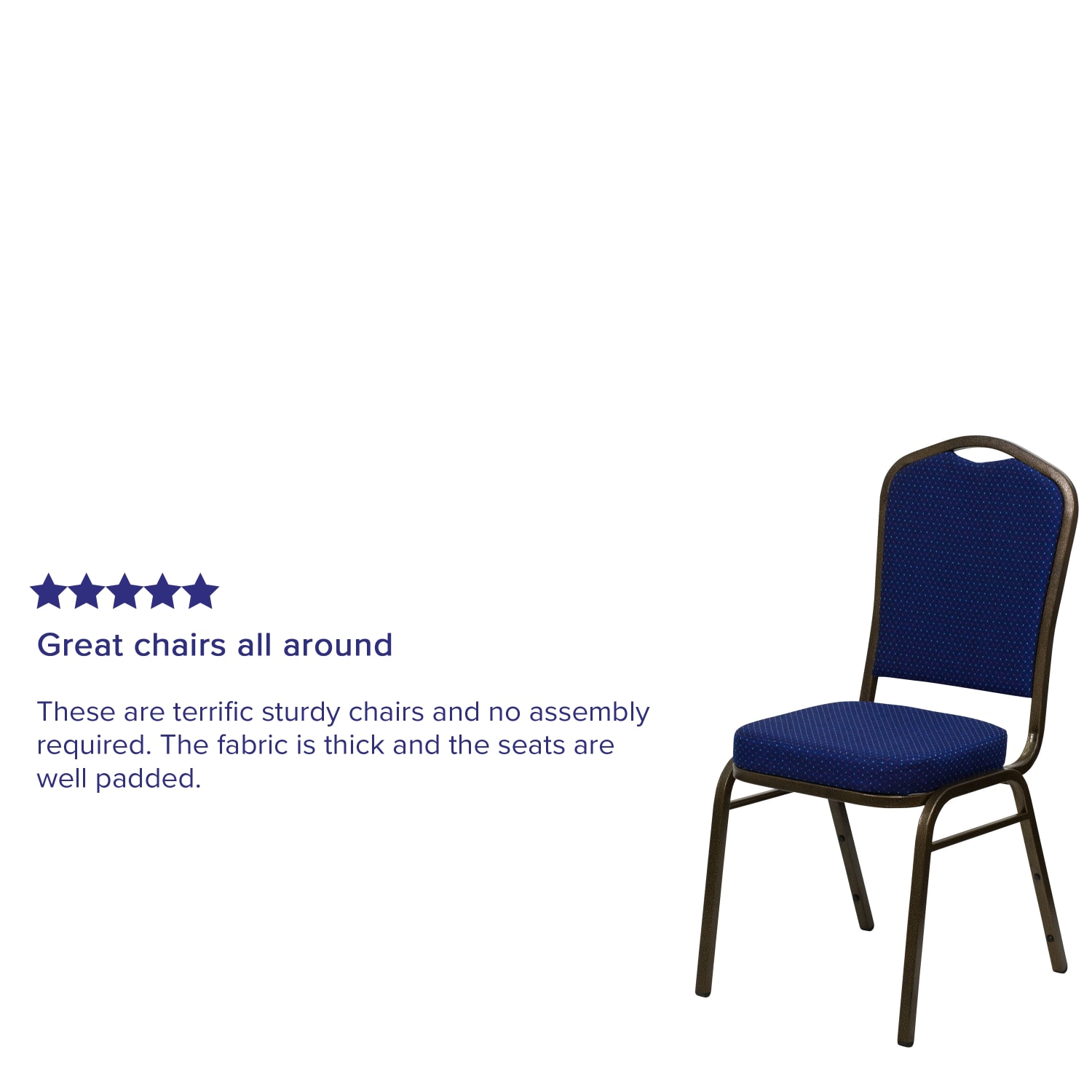 Flash Furniture HERCULES Fabric Crown-Back Stacking Banquet Chair, Navy Pattern/Gold - Image 5