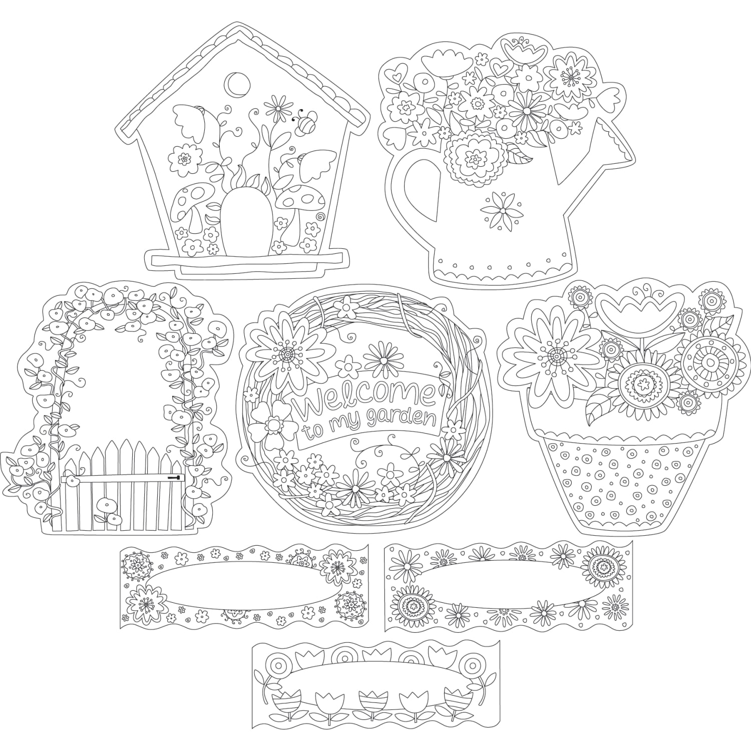 Barker Creek Double-Sided Accents, Color Me! In My Garden, Set Of 48 Accents