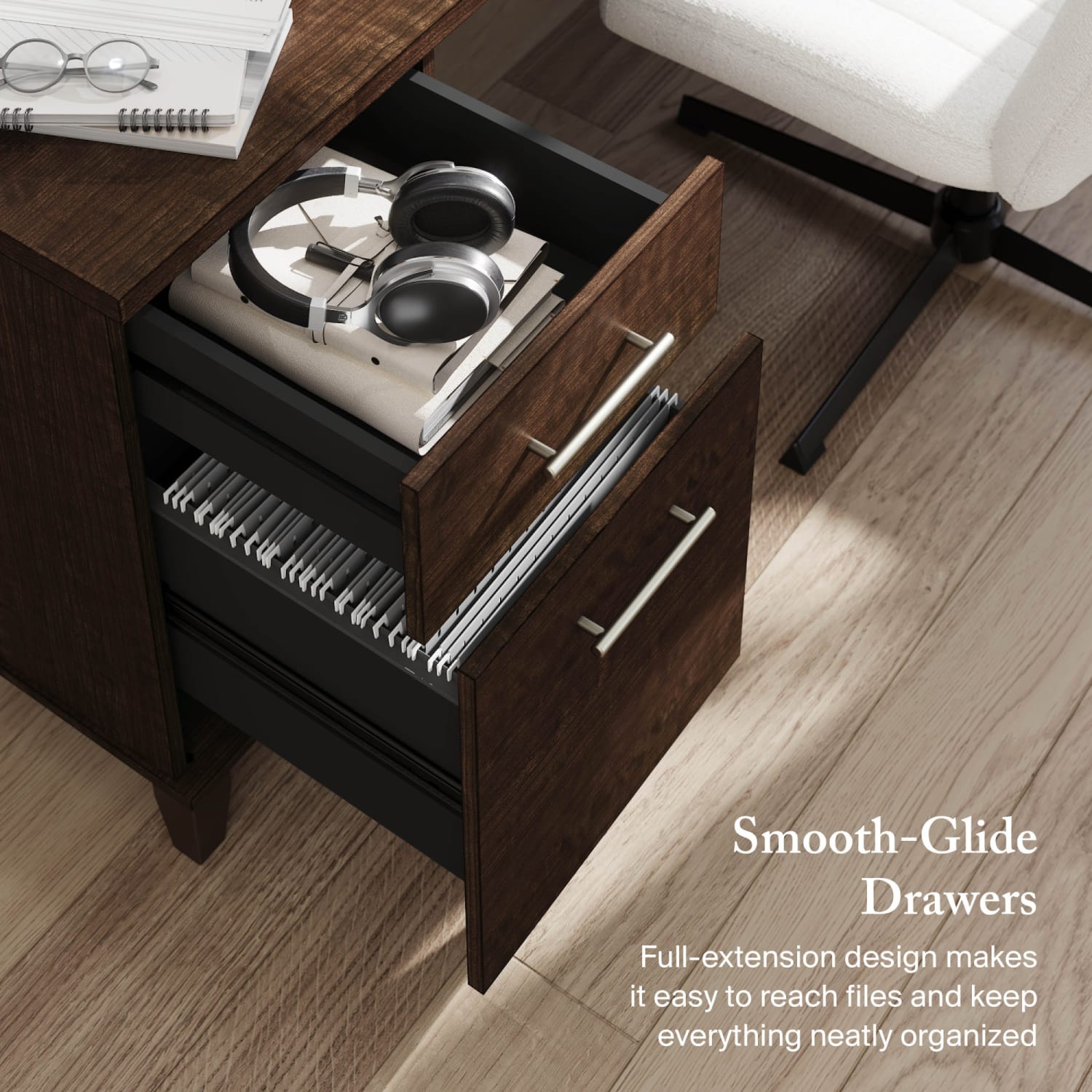 Bush Furniture Somerset 3 Position Sit to Stand L Shaped Desk, 72inW, Mocha Cherry, Standard Delivery - Image 5