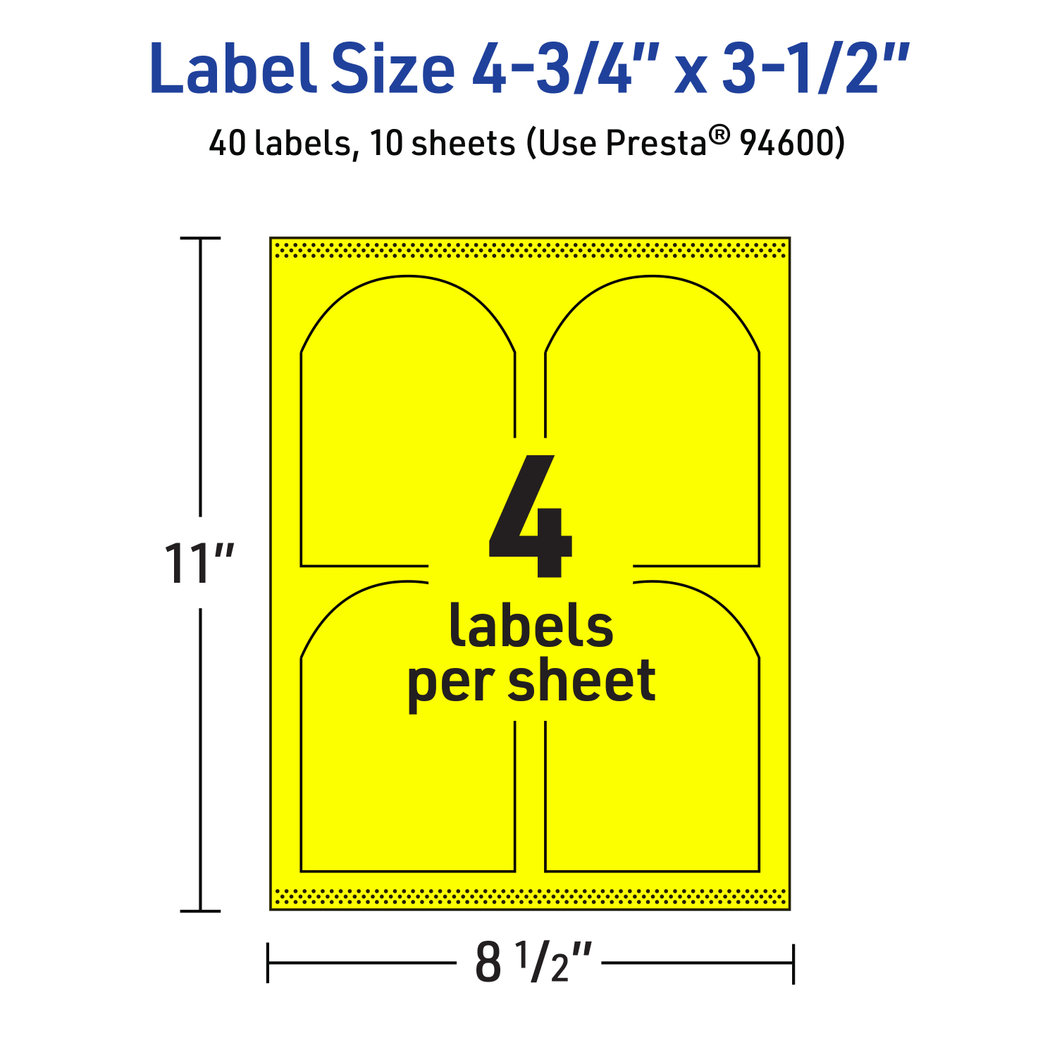 Avery Print-To-The-Edge Labels With Sure Feed Technology, 94600-NYP10, Arched, 4-3/4in x 3-1/2in, Matte Neon Yellow, Pack of 40 - Image 6