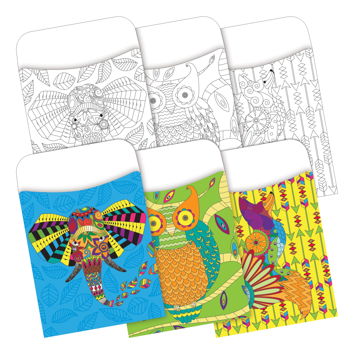 Barker Creek Peel & Stick 2-Design Pockets, 3-1/2in x 5-1/8in, Bohemian Animals, Set Of 60