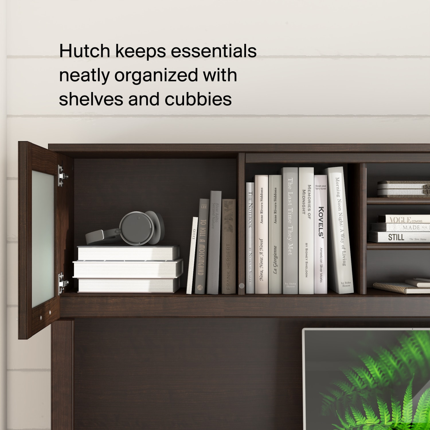 Bush Furniture Somerset 72inW L-Shaped Desk With Hutch, Mocha Cherry, Standard Delivery - Image 5