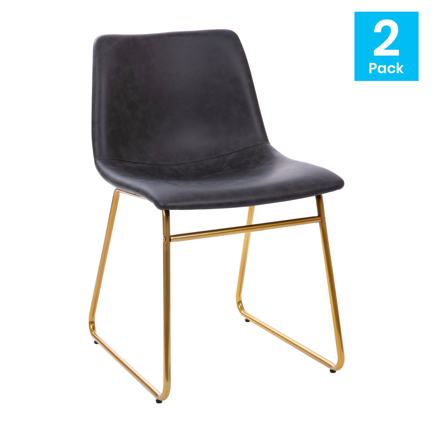 Flash Furniture Commercial Grade Dining Chairs, Gray/Gold, Set Of 2 Chairs - Image 3
