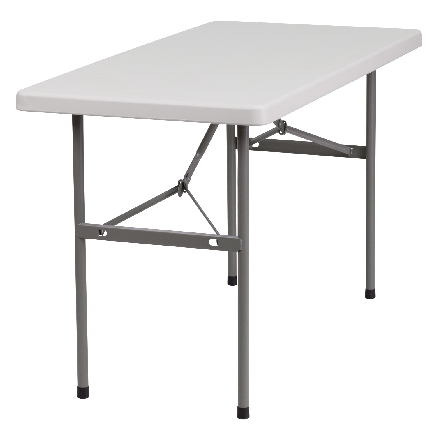 Flash Furniture Plastic Folding Table, 29inH x 24inW x 48inD, White/Gray - Image 3