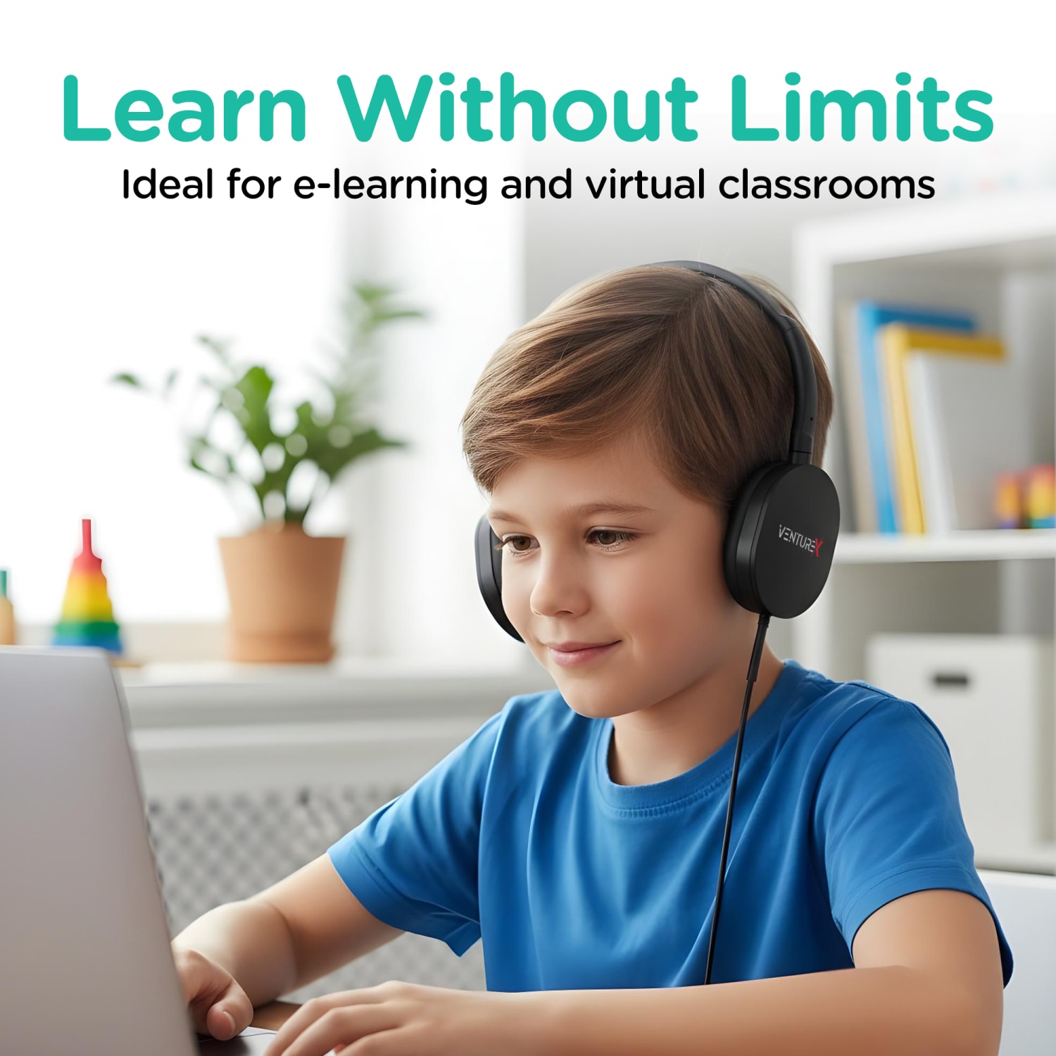 VentureX K22 Wired Kids Headsets, 3.5mm, Black, Total Qty 50 - Image 5