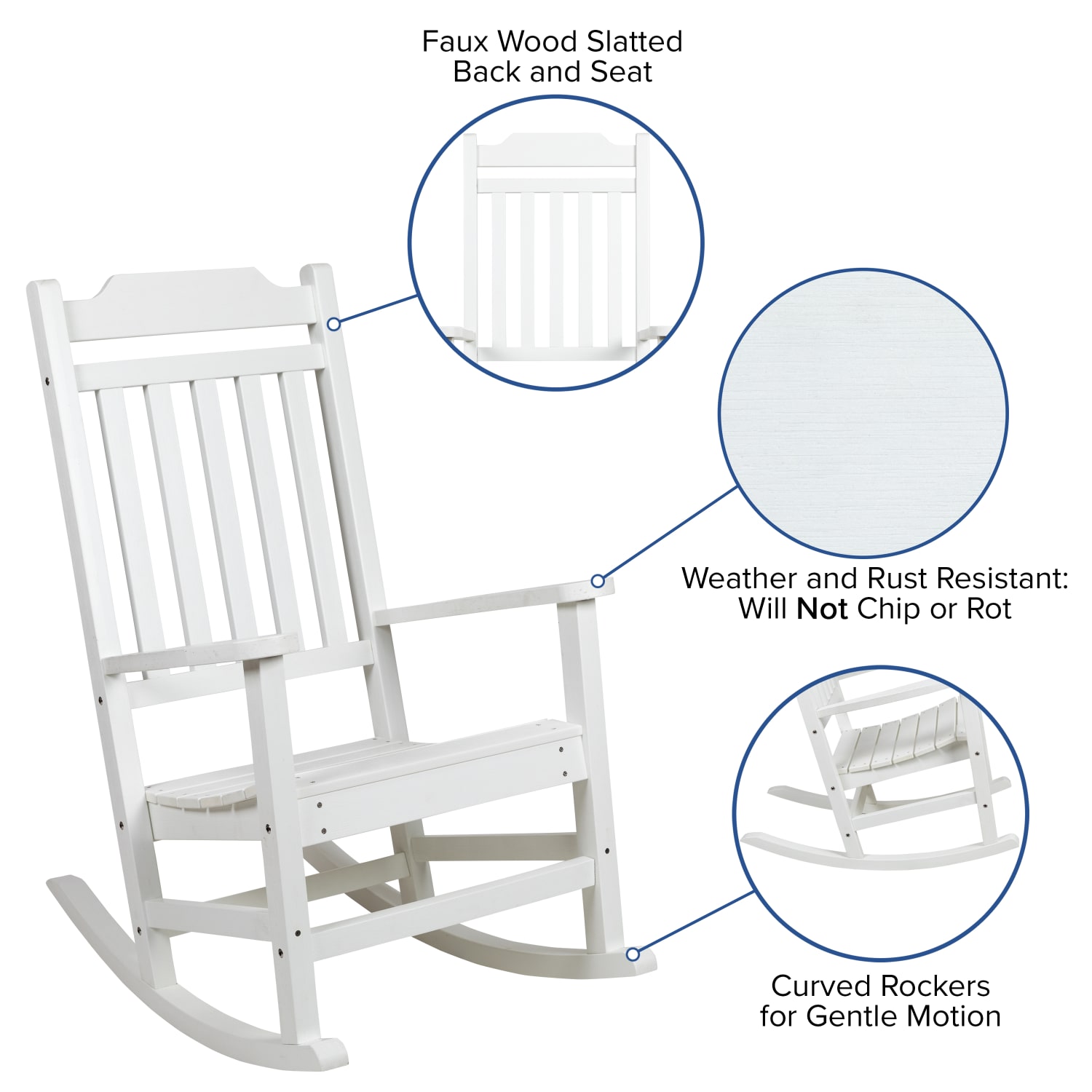 Flash Furniture Winston All Weather Rocking Chair White PopularChairscom