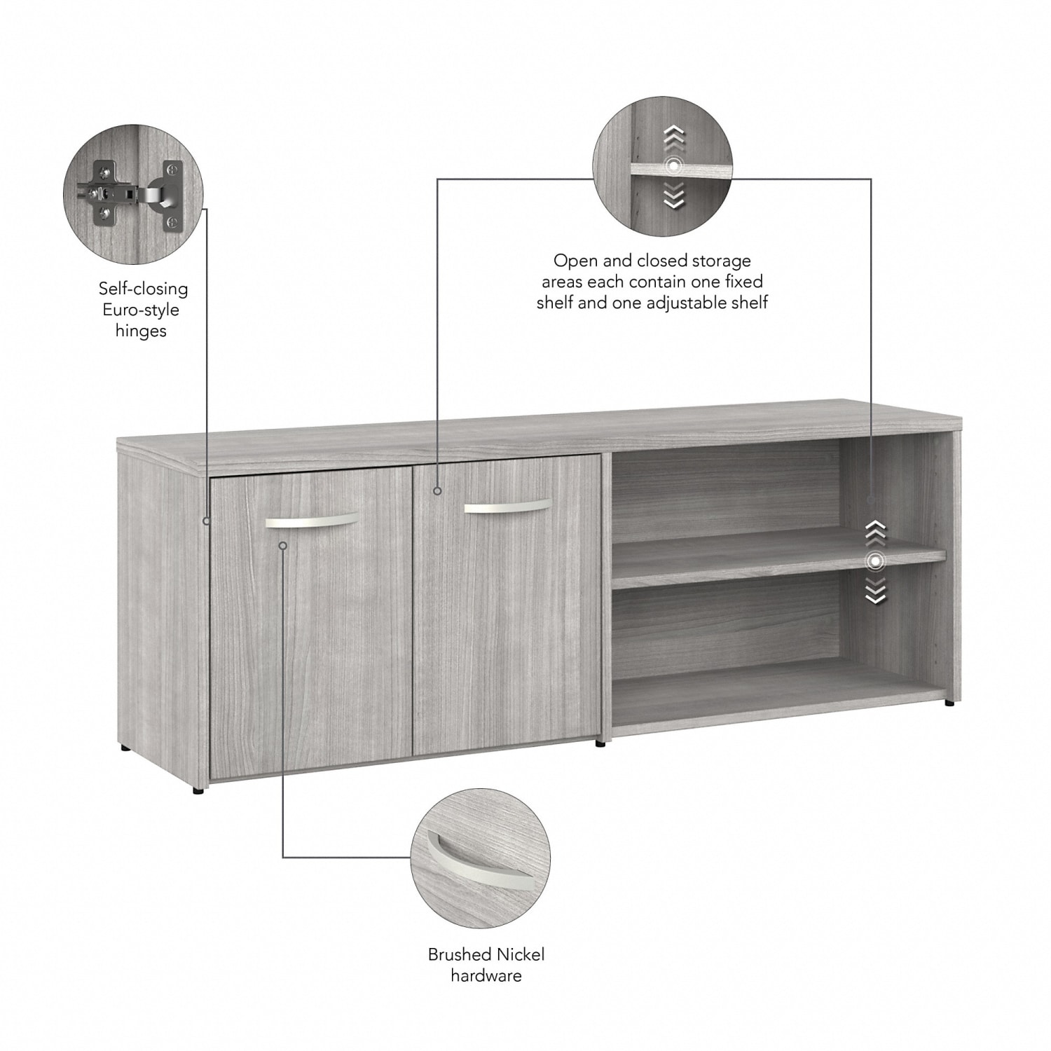Bush Business Furniture Hybrid 72inW x 30inD Computer Table Desk With Storage And Mobile File Cabinet, Platinum Gray, Standard Delivery - Image 6