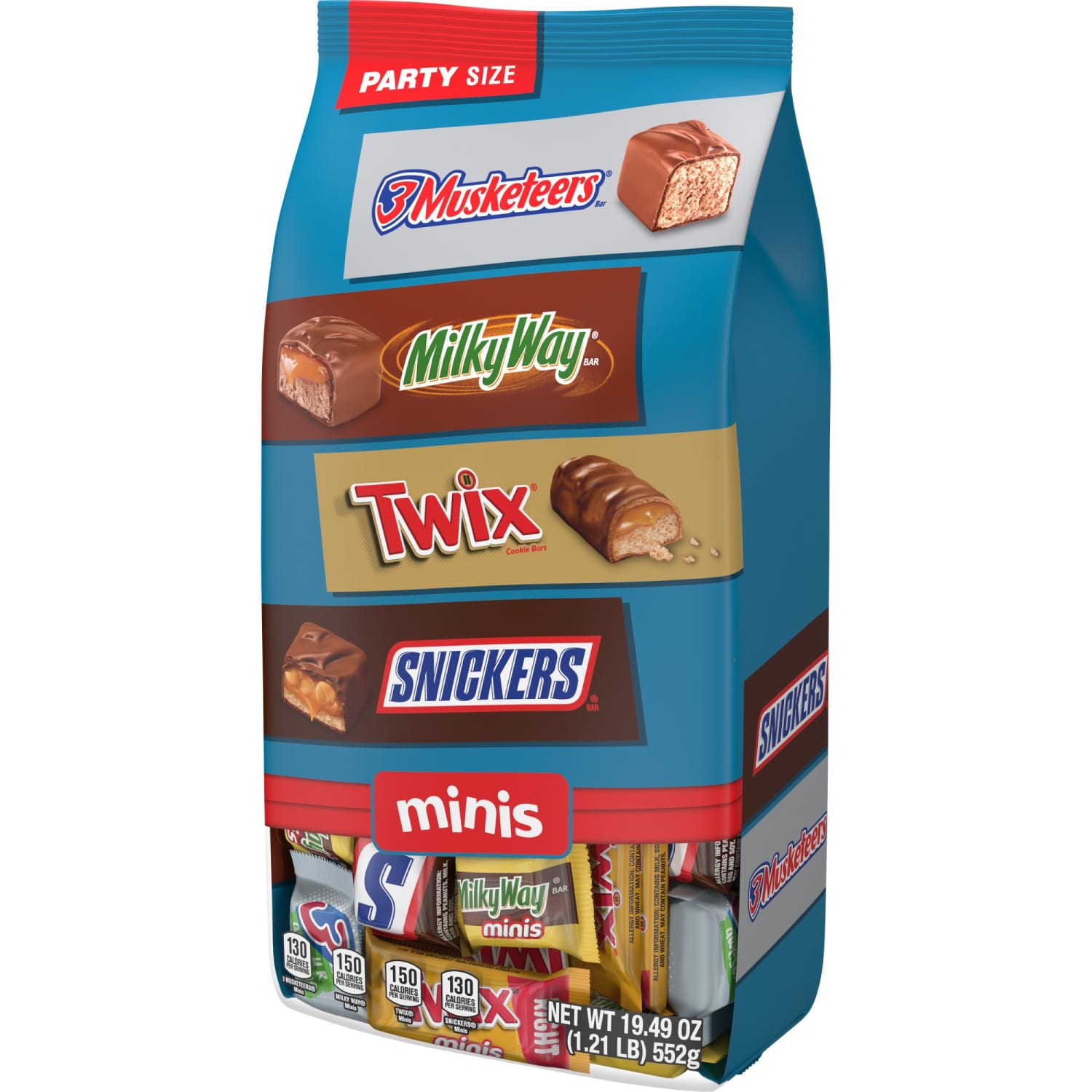 Mars Snickers, Twix, Milky Way & 3 Musketeers Minis Milk Chocolate Bars Variety Pack, 19.49 Oz Bulk Bag - Image 4