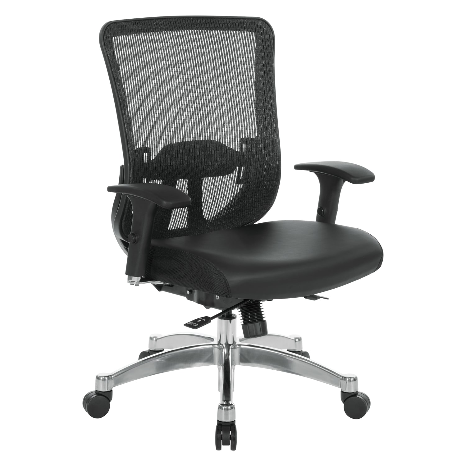 Office Star Space Seating 889 Series Ergonomic Mesh/Bonded Leather Mid-Back Chair, Black