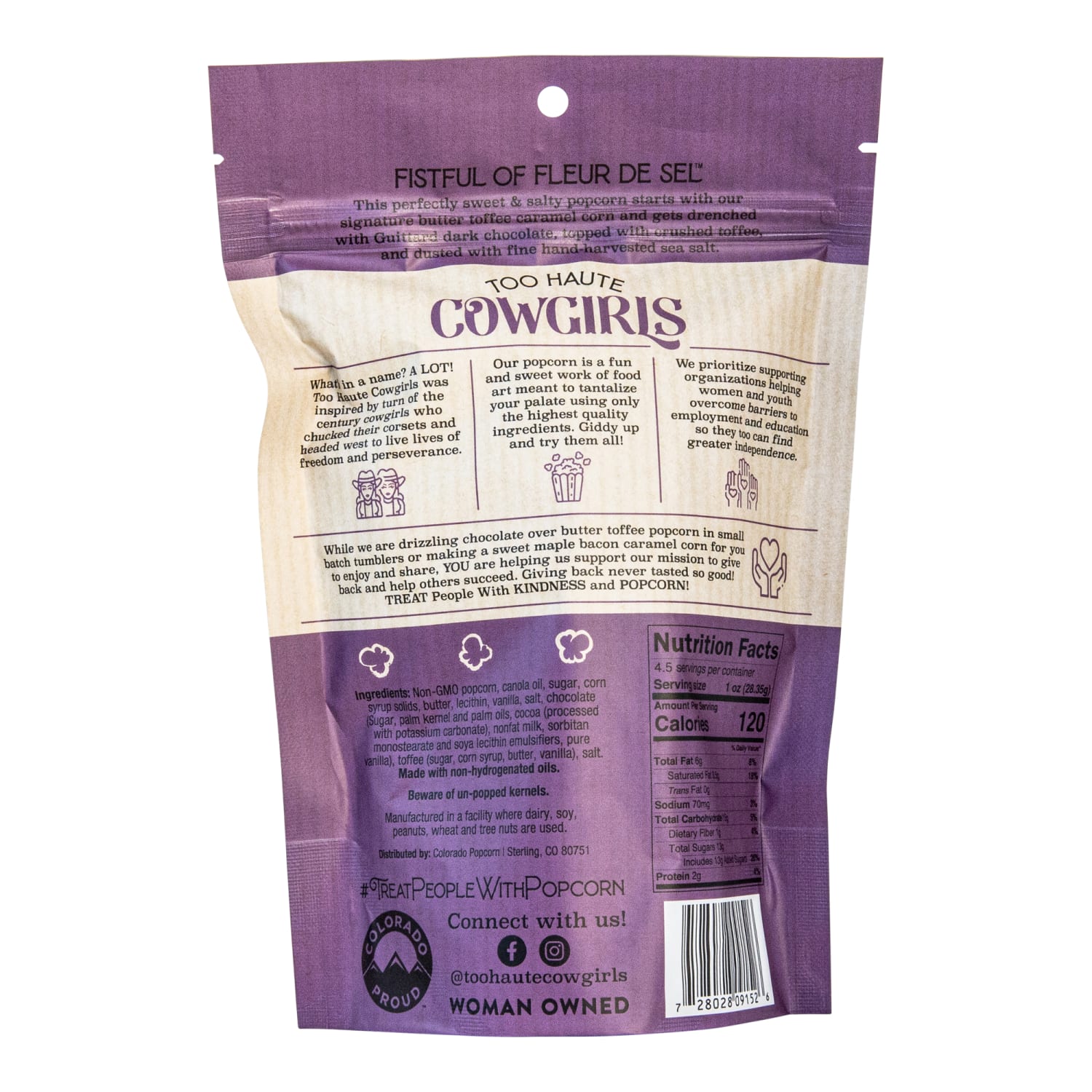 Too Haute Cowgirls Fistful of Fleur de Sel Popcorn, 4.5 Oz, Case Of 12 Bags - Image 4