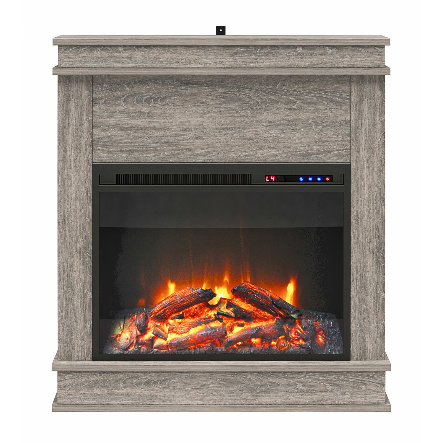 Ameriwood Home Mateo Electric Fireplace With Mantel, 32-7/8inH x 29-3/4inW x 7-3/4inD, Gray Oak - Image 4