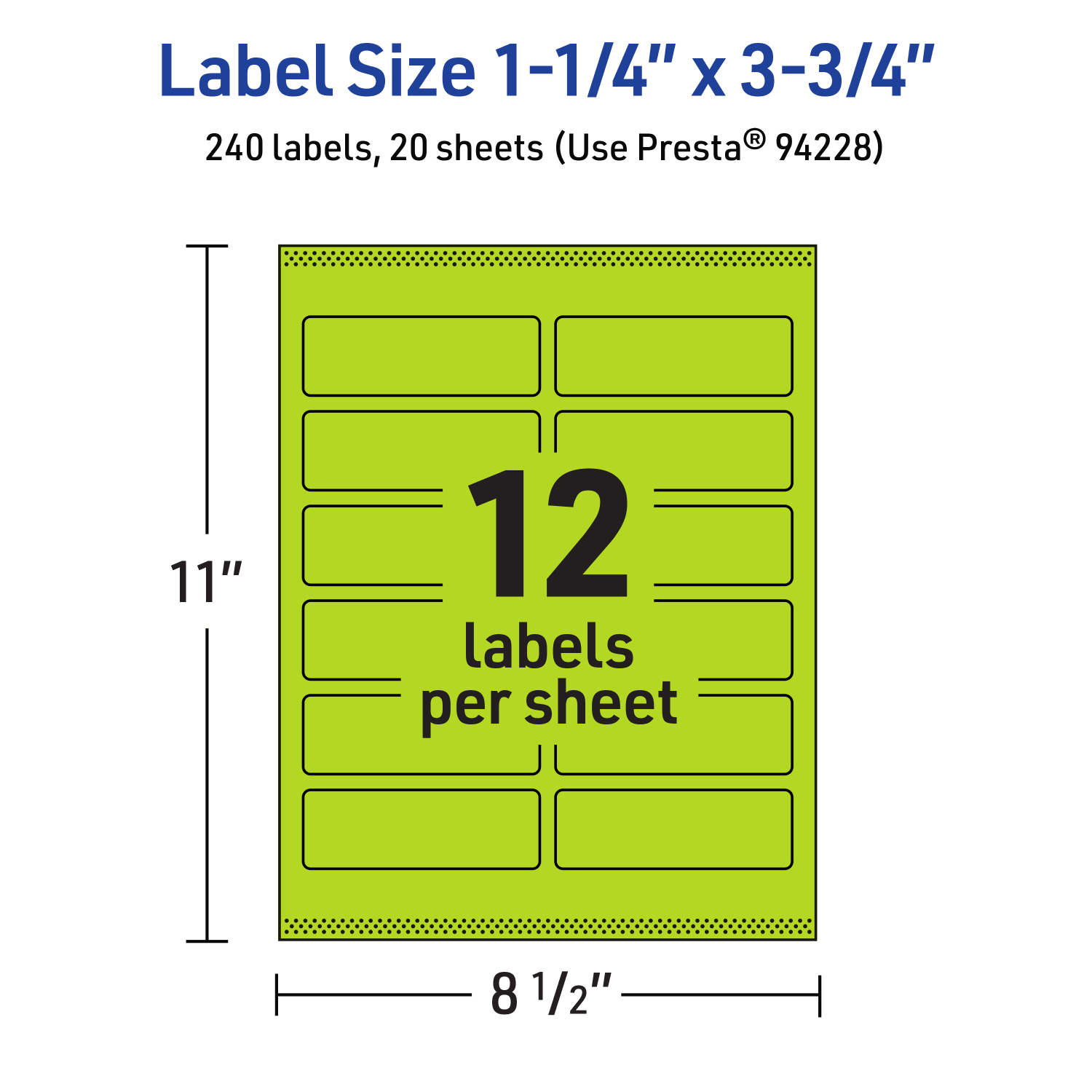 Avery Print-To-The-Edge Labels With Sure Feed Technology And Easy Peel, 94228-BGP20, Rectangle, 1-1/4in x 3-3/4in, Matte Bright Green, Pack of 240 - Image 6