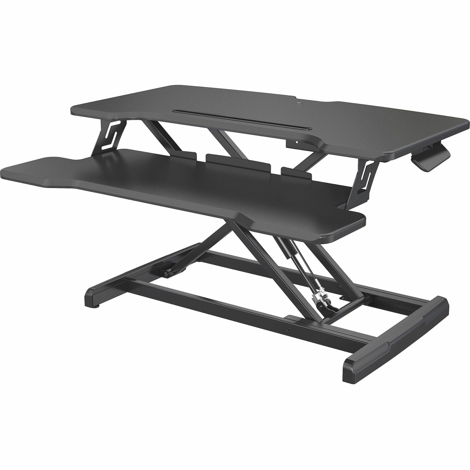 Lorell X-Type Slim Desk Riser, 16-1/2inH x 31-1/2inW x 20inD, Black - Image 3