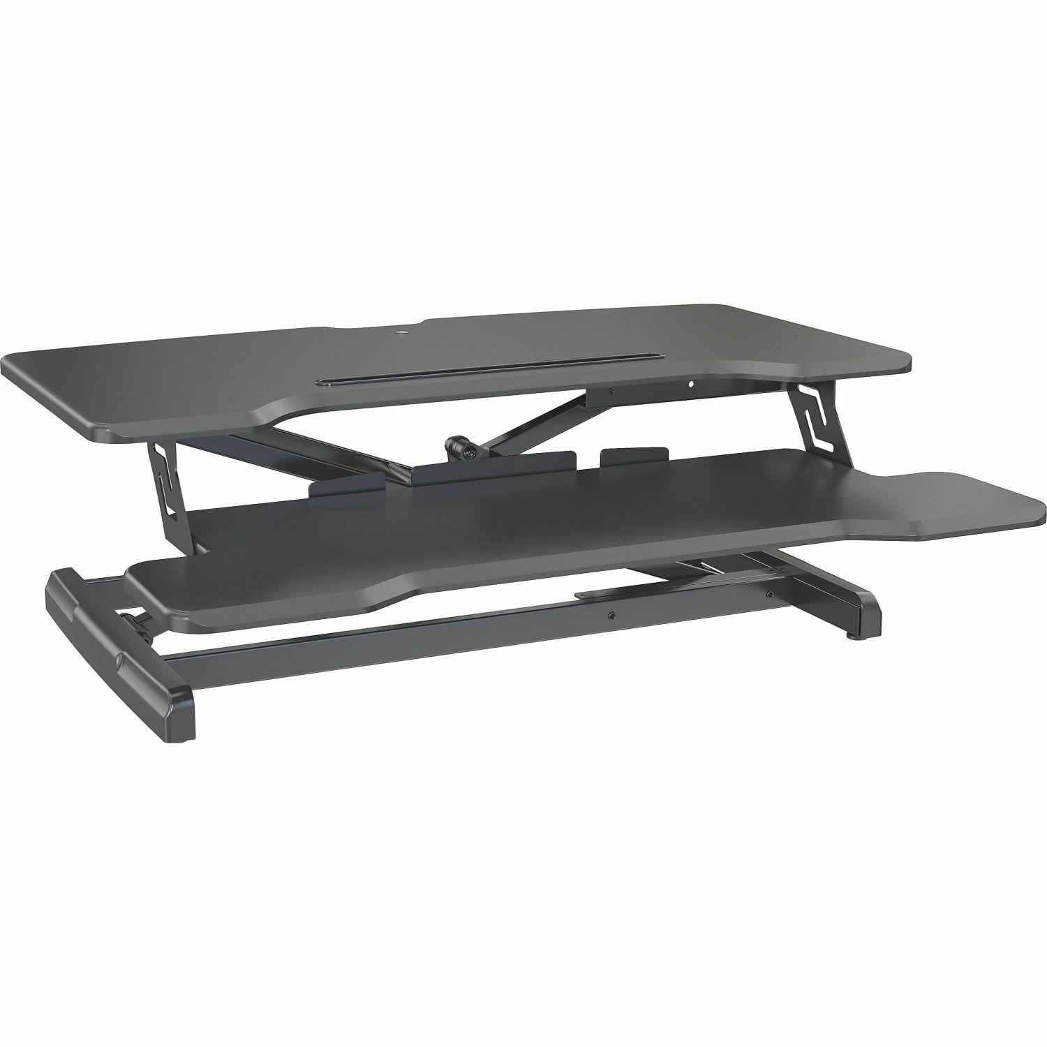 Lorell X-Type Slim Desk Riser, 16-1/2inH x 31-1/2inW x 20inD, Black - Image 6